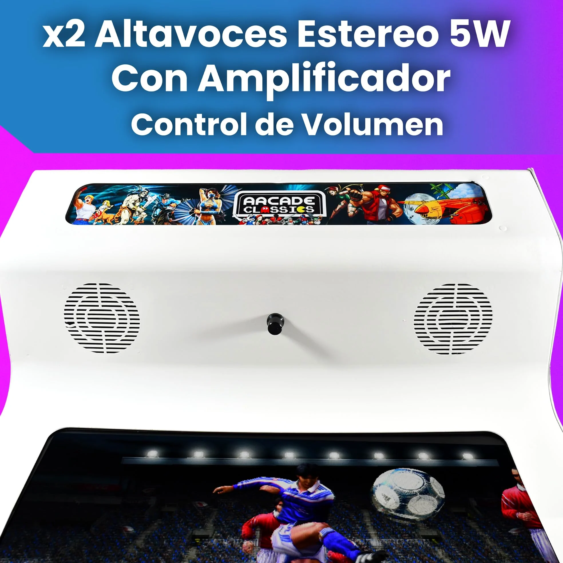 Arcade recreativa, Construida en Acero, 8 Botones Arcade de Tipo Americano, Intel N100 16GB RAM y 256GB SSD, Dual Boot Windows 11 y Batocera, Podrás añadir tu Propia librería Steam, Modelo Blanco