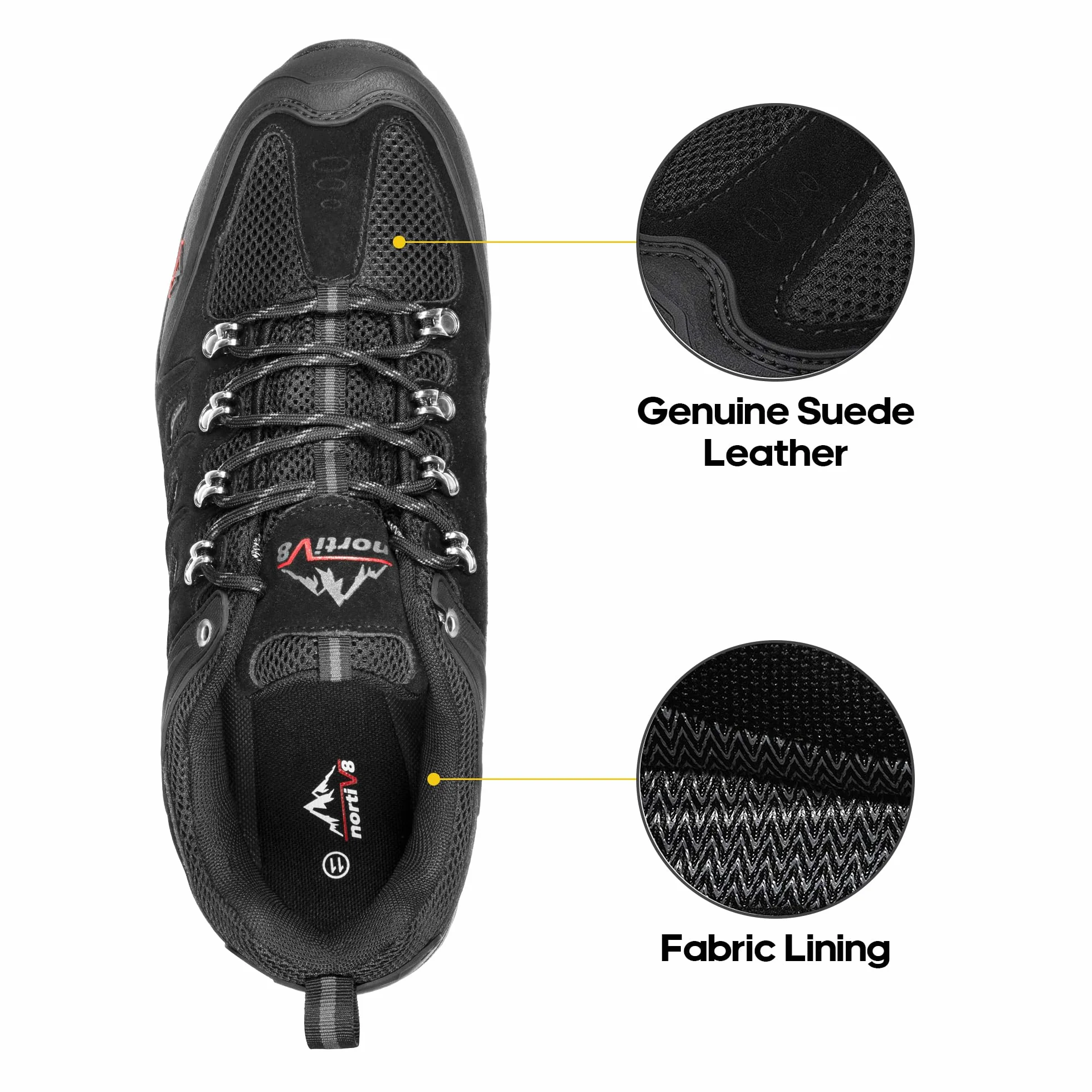 NORTIV 8 Zapatillas Hombre Trekking Transpirables Punta Protectora Senderismo Antideslizantes