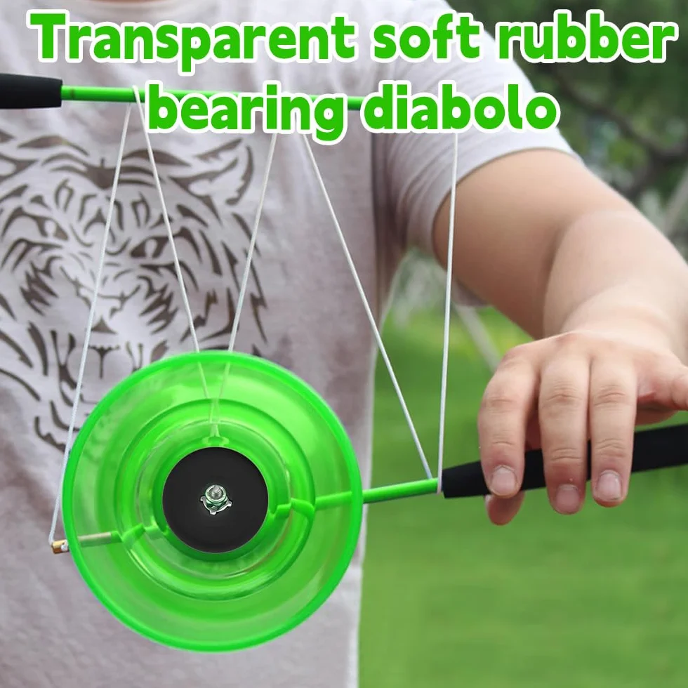 Diábolo con Rodamientos De Bolas, Juego De Diábolo, Juego de Malabares LED Diabolo para Niños, 4 Colores De Luz, 10m Cuerda de Repuesto, Juego de Malabarismo para Profesional, Principiantes