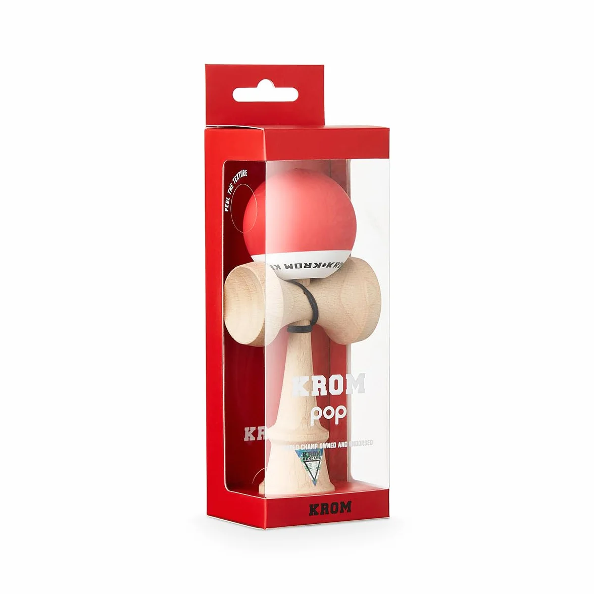 KROM Juguete Kendama – Pop Rojo – Resistente y Duradero – Mejora Tus Habilidades Cognitivas – Mejora el Balance, los Reflejos y la Creatividad – Kendama Modelo Pro Hecho para Principiantes y Expertos