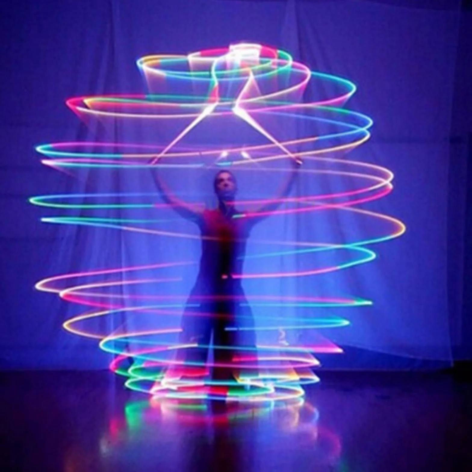 Juego de 2 bolas de poi LED luminosas, con colores arcoíris y efecto estroboscópico, juguetes de circo, juguetes spinning POI para niños y adultos