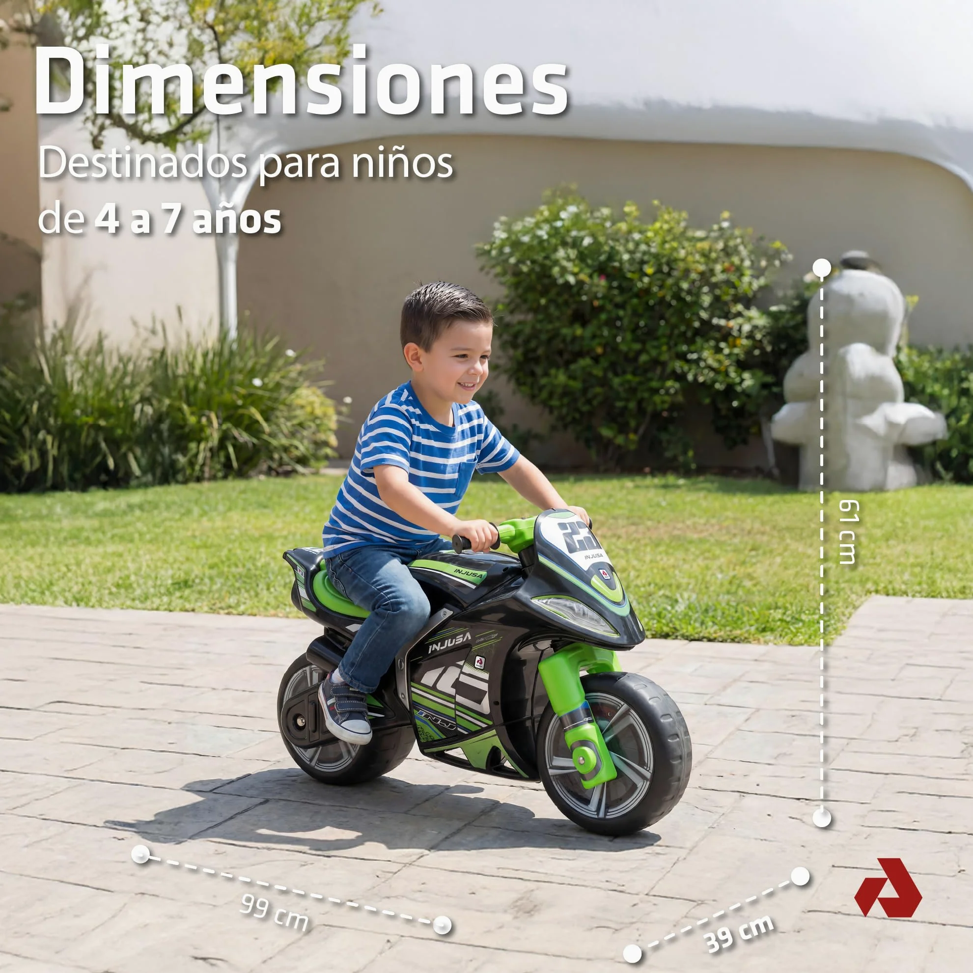 Moto Correpasillos Infantil Winner XL Negra para Niños 4 Años 5 Años 6 Años 7 Años con Diseño Estable y Deportivo Ruedas Anchas y Asa de Transporte – INJUSA