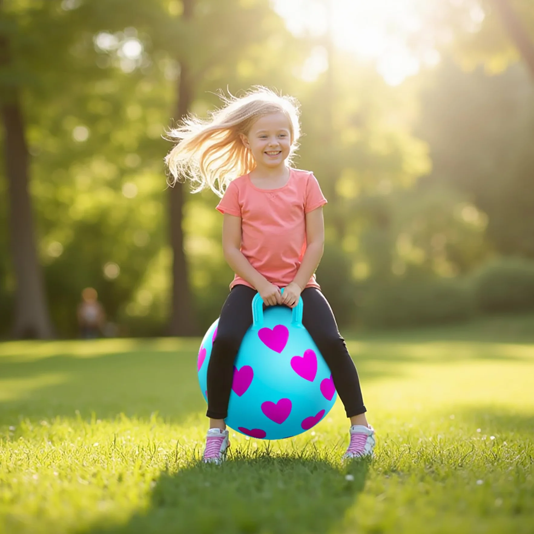 INPODAK Pelotas Saltarinas para Niños 40cm Pelota Saltarina con Asa Bola Hopper de 15 Pulgadas Resistente hasta 100 kg Pelotas Saltarinas Inflables Space Hopper para Niños de 3 a 6 Años