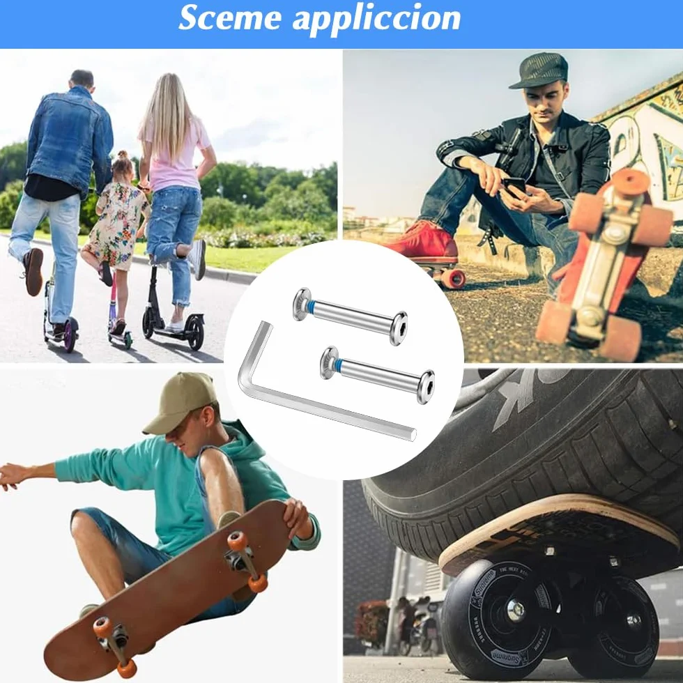 Tornillos para Ruedas de Patines en Línea de Hierro 12 uds con 2 Llaves Accesorios Recambios