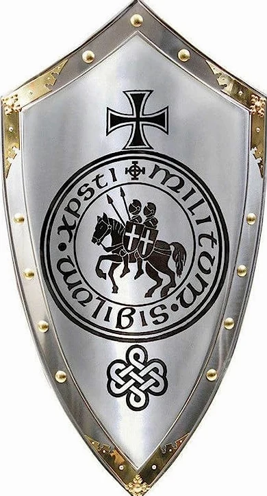 Escudo Templario Auténtico de Caballero Medieval, Guerrero de Batalla, Campo de Batalla, Acabado Antiguo