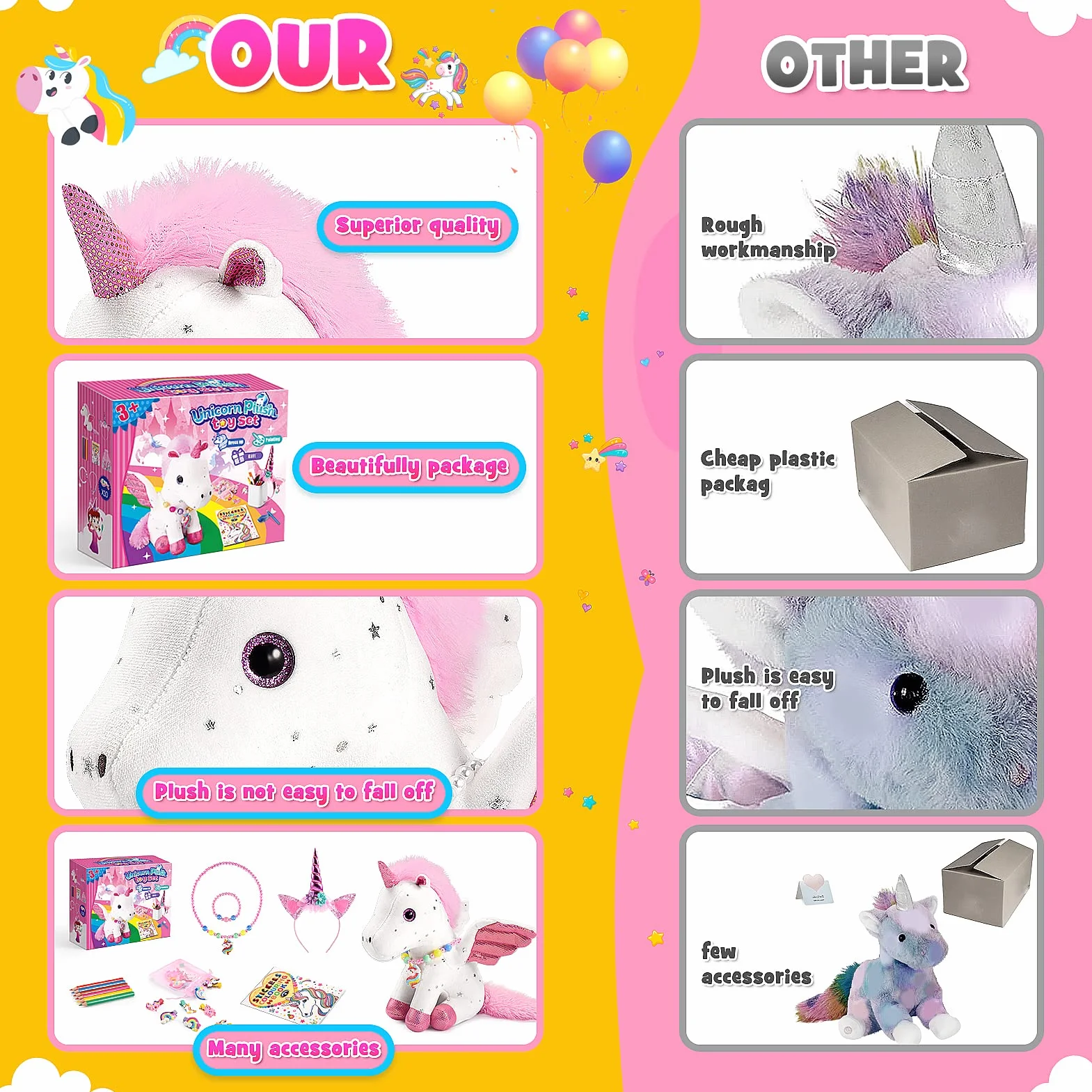 Qukir Unicornio Peluche Regalo Niña 3-12 Años Juguetes Cumpleaños