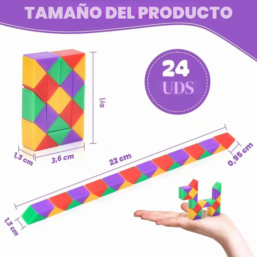 Ainiv Magic Snake Cube 24 Segmentos Serpiente Mágica Juguete Rompecabezas Regalo Niños