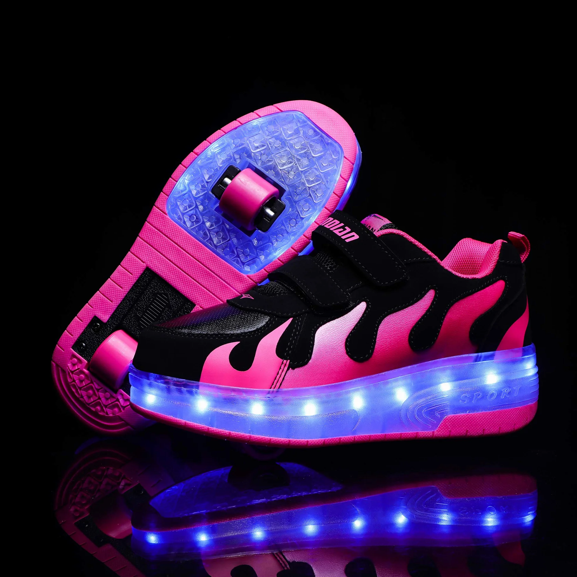 Axcer LED Skateboarding Zapatos con Ruedas Dobles para Niños Niña Calzado Deportes Exterior