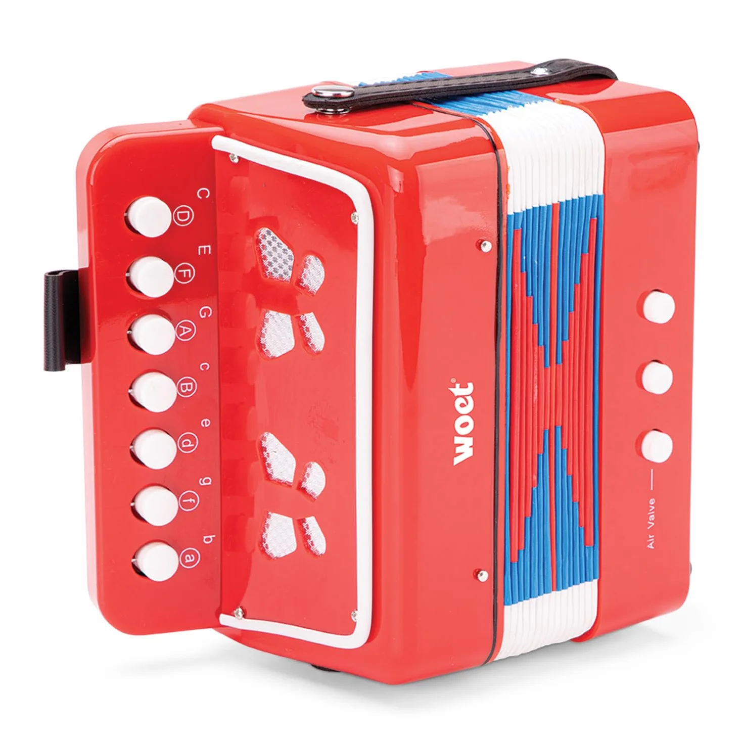 Woet® Acordeón de Juguete Rojo para Niños, Instrumento Musical con Libro de Canciones y 8 Canciones, Juguete Educativo para Principiantes, Desarrollo Musical, A Partir de 3 Años