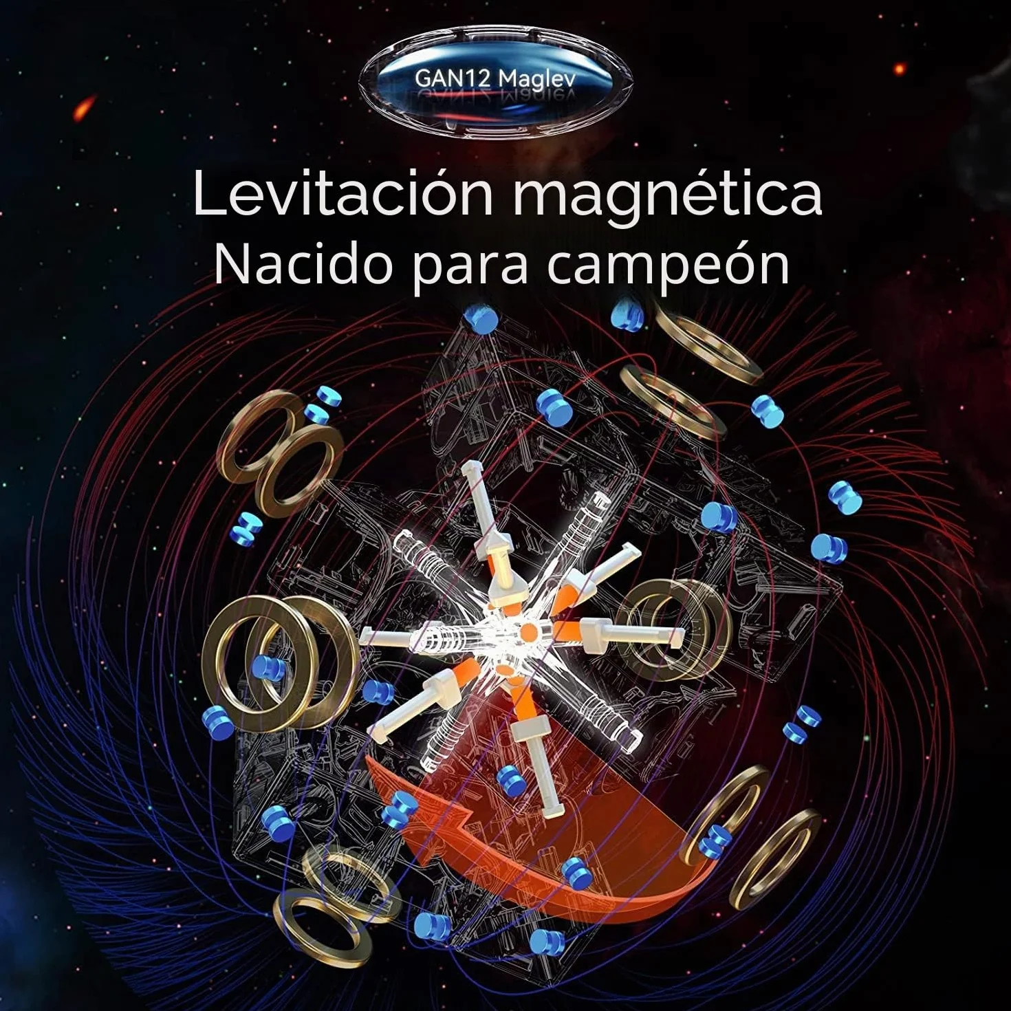GAN 12 Maglev Cubo Magnético Mágico 3x3 Stickerless,Speed Cube con 84 Imanes/7 Niveles de Magnéticas/6 Niveles de Elasticidad,Rompecabezas Profesional Adultos y Niños