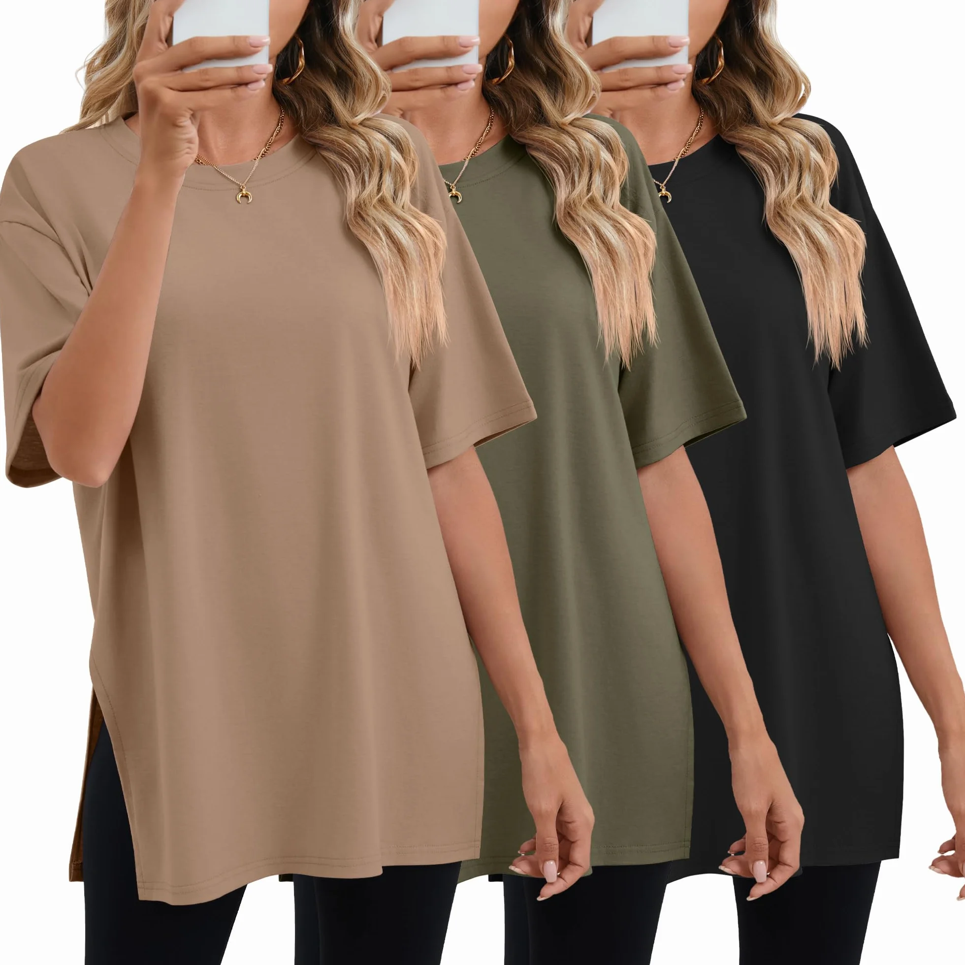 Geyoga Camisetas Deportivas Mujer Manga Corta Cuello Redondo Corte Holgado Paquete 3