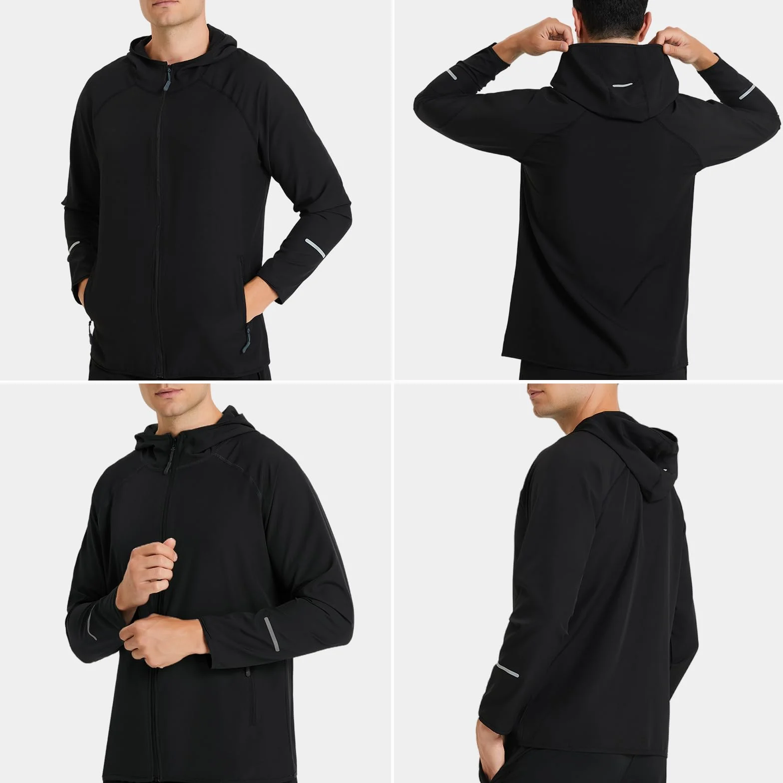 Chaqueta Deportiva Cortavientos Hombre Alta Visibilidad Manga Larga Bolsillos Cremallera