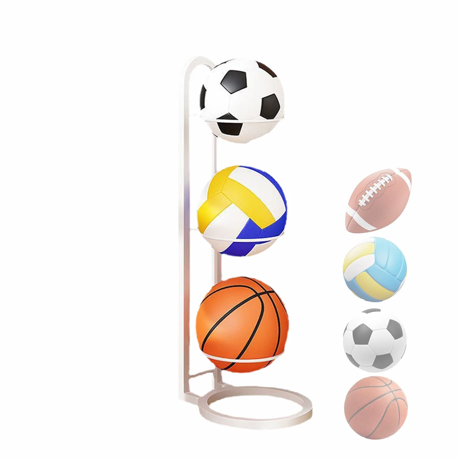 Estante de Almacenamiento Vertical para Pelotas de Fútbol y Baloncesto Extraíble