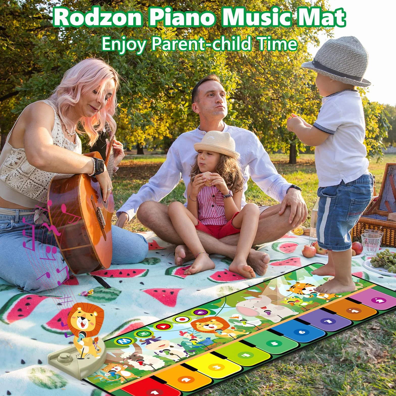 Rodzon Alfombra Musical Piano Bebé 1 Año,Juguetes Niños y Niñas con 19 Canciones y 10 Animales,Regalos Navidad Cumpleaños 1 2 3 Años