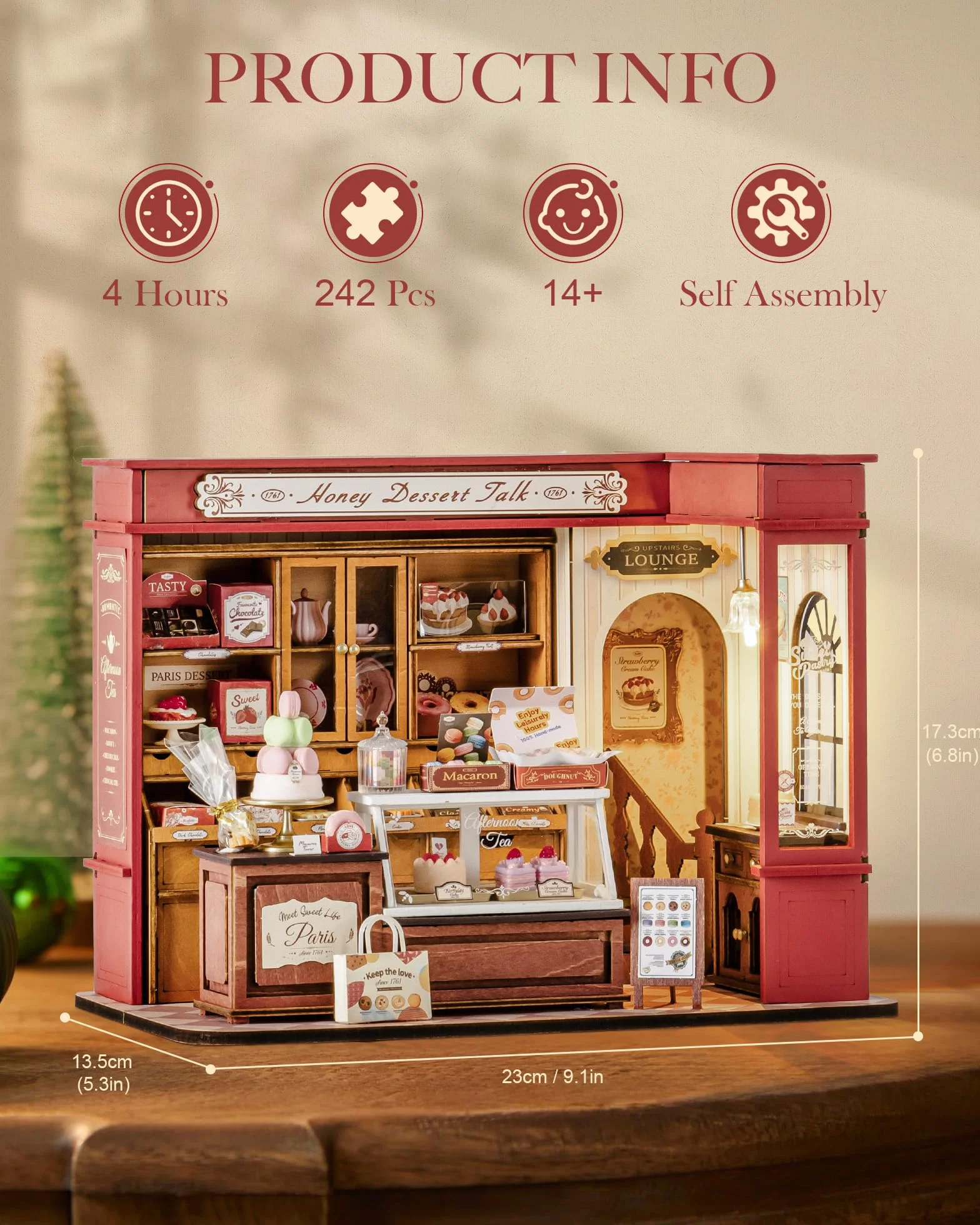 Rolife Miniatura Kit de Casa para Adultos Conversación Postre de Miel Kits de Modelos Casa de Muñecas Miniatura Decoración del Hogar Casa de Muñecas para Construir Regalo de Cumpleaños para Adultos