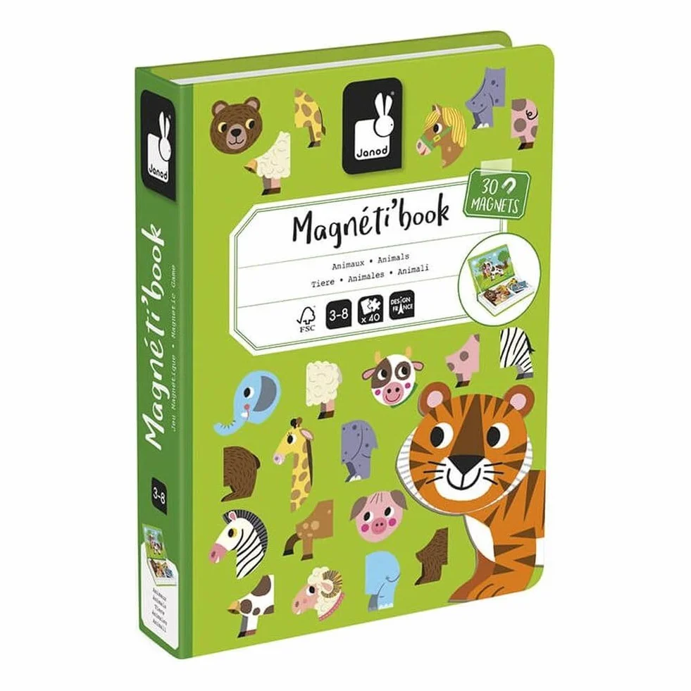 Janod - Magneti'Book Animales - Juego Educativo Magnético de 30 Piezas - Desarrolla la Motricidad Fina y la Imaginación - A Partir de 3 Años, J02723