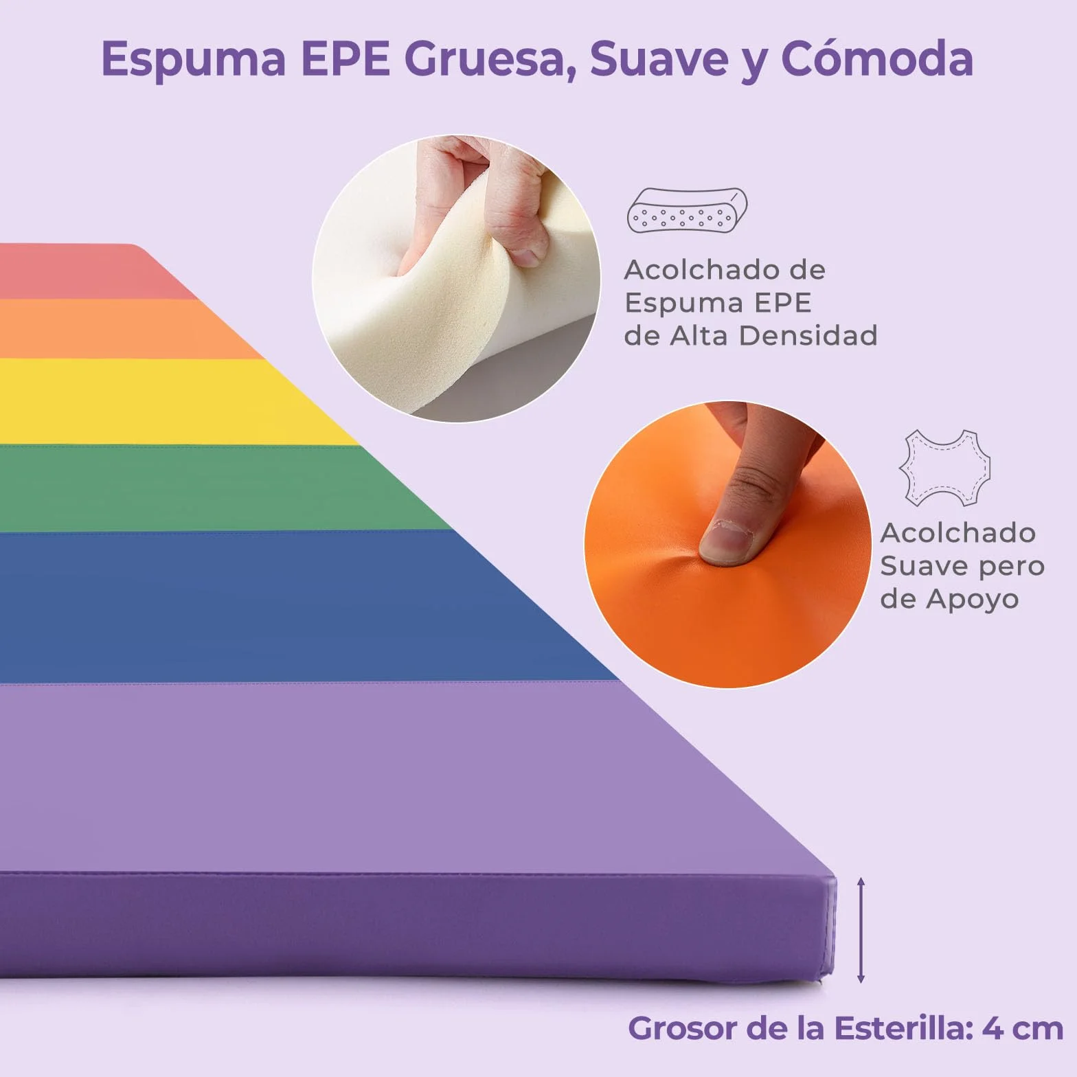 GOPLUS Colchoneta de Gimnasia Plegable 180x120x4 cm, Estera Gruesa Tres Pliegues con Cierres de Gancho