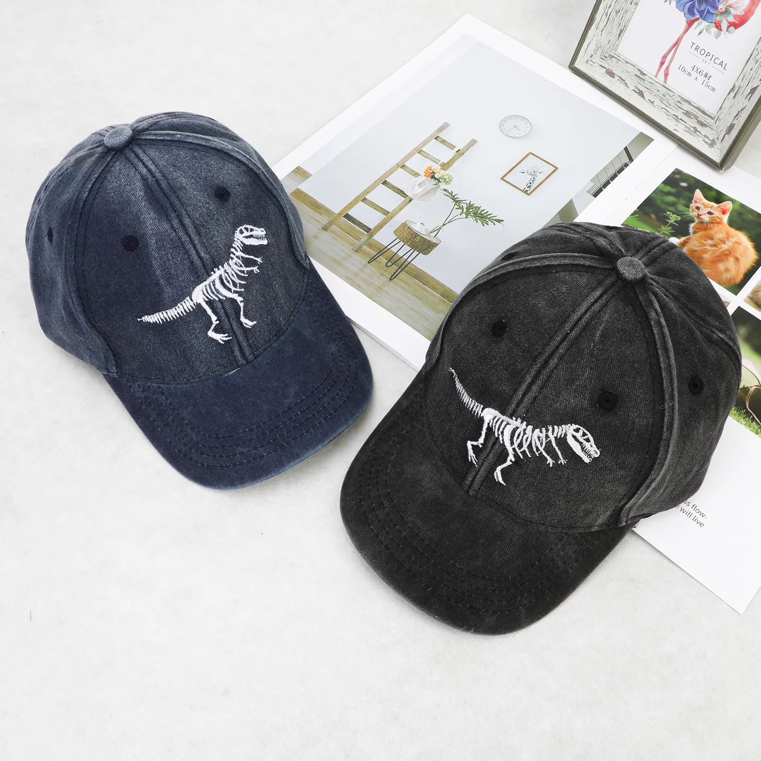 Gorra de Béisbol para Niños con Protección UV y Patrón de Dinosaurio Ajustable
