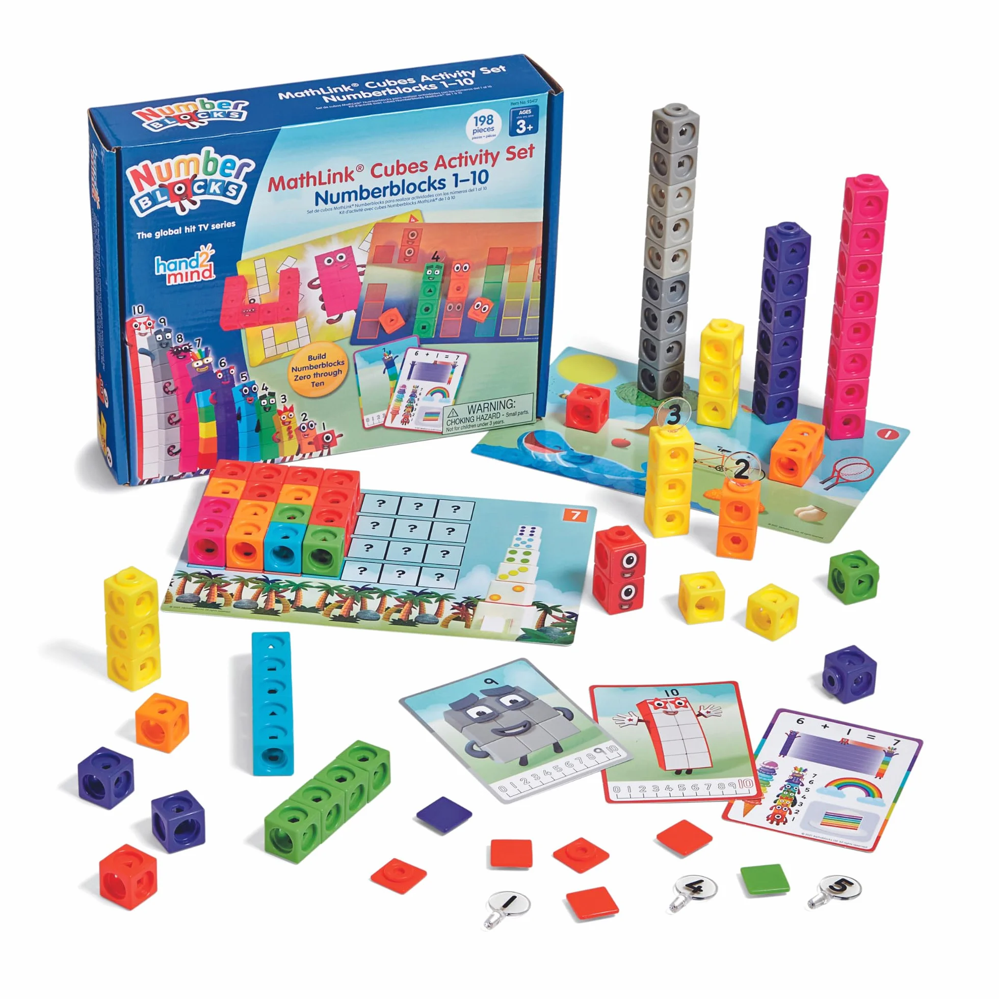 Learning Resources MathLink Cubes Numberblocks 1–10, Juego Educativo para Contar y sumar, Cubos conectables con Tarjetas de Actividades, 251 Piezas, Edades 3+