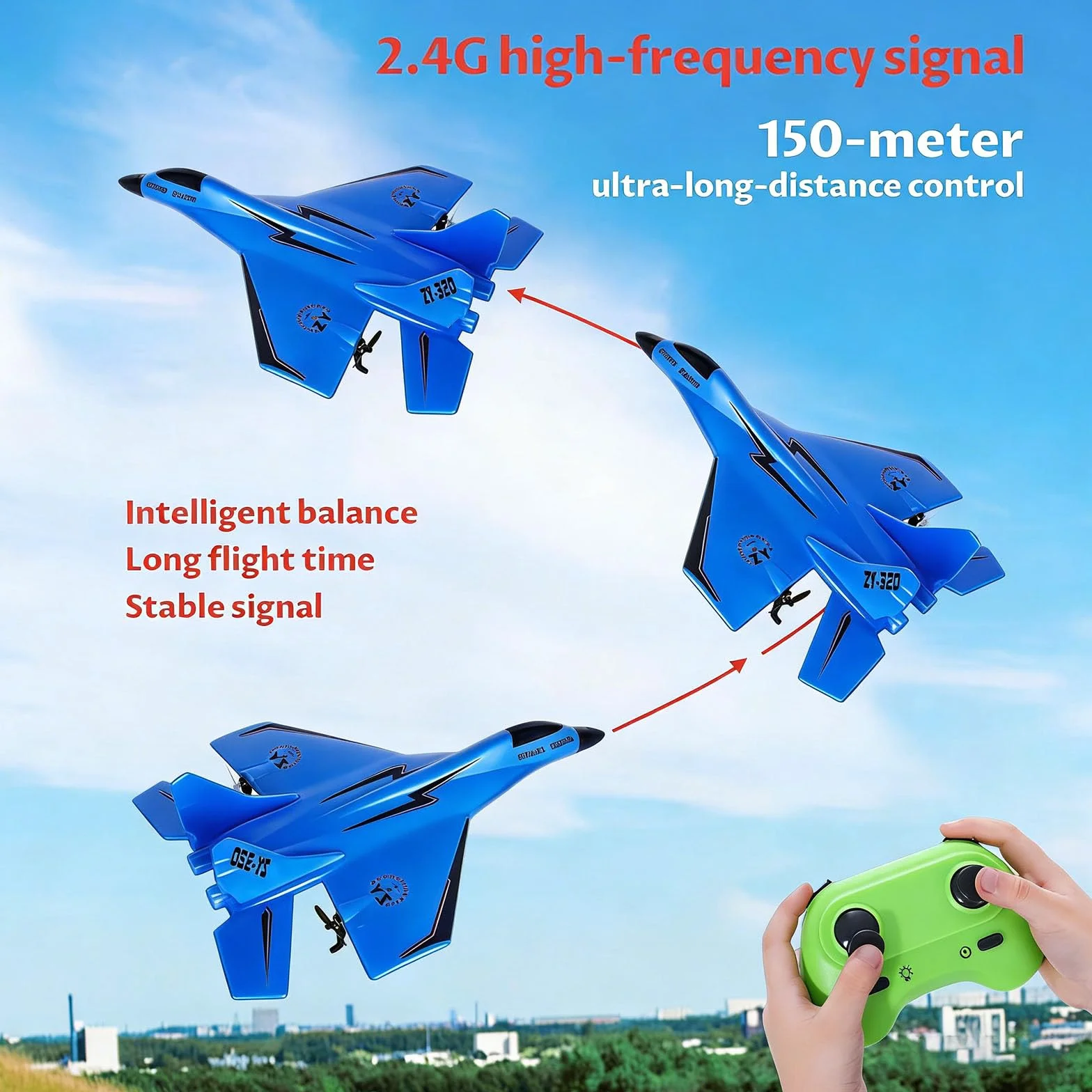 Avión RC de 2 Canales, 2,4 GHz Avión Teledirigido con Carga USB, Iluminación Fría, Planeador Volante a Distancia, Fácil de Volar para Niños y Principiantes