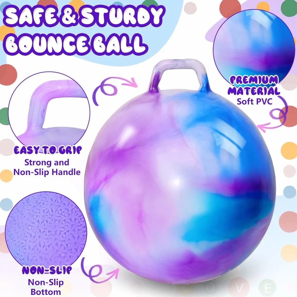 45 cm Pelota de Salto, Pelotas de Tolva de Rebote con Asa, Pelota saltarina Hinchable, para Niños 3 a 12 años Saltar Jardín Actividades Exterior Juego Ejercicio (Azul-Morado)