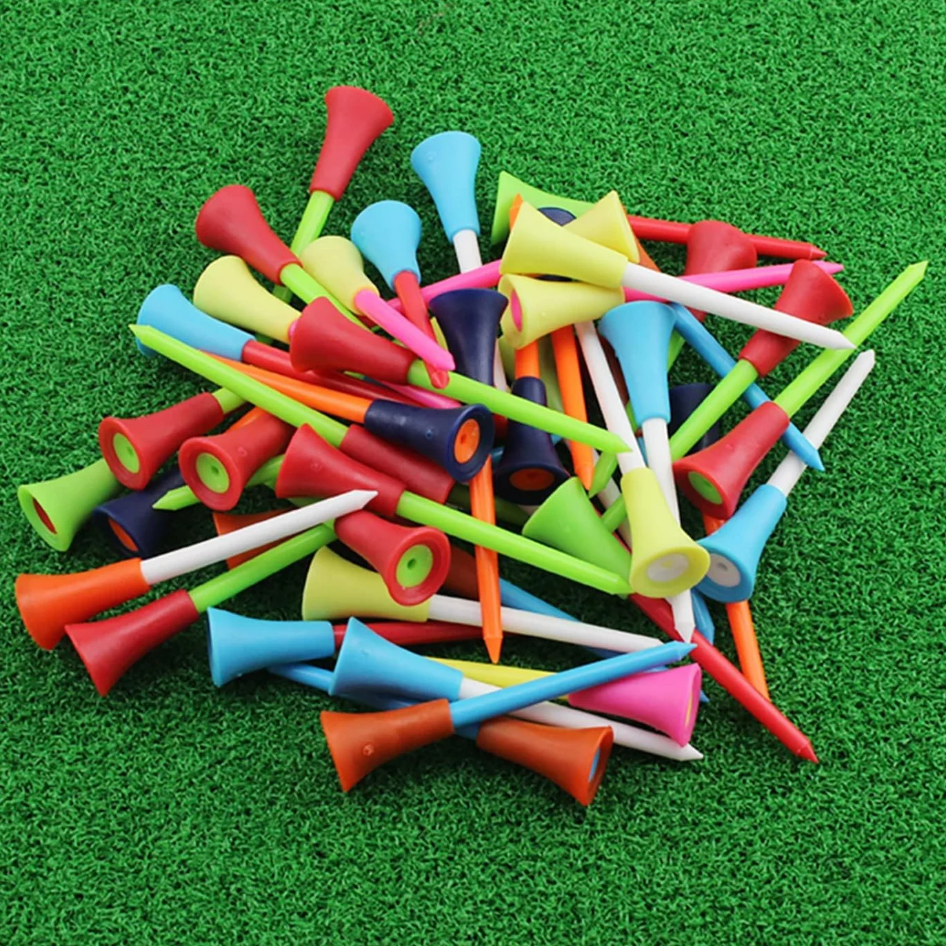 Golf Tees 50 Pack 3 1/4 Pulgadas Irrompible Plástico Colores Mezclados