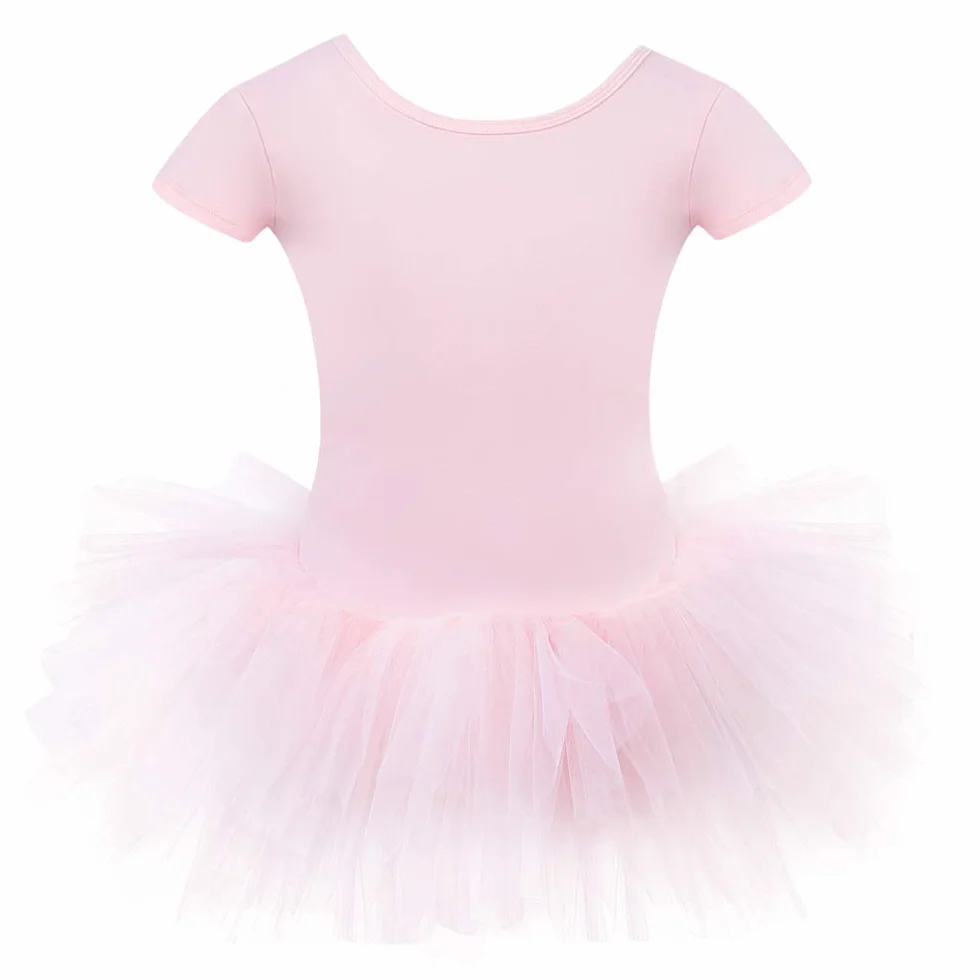 Bezioner Maillot de Danza Tutú Vestido de Ballet Algodón Manga Corta para Niña