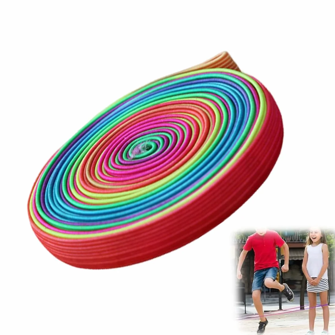 WUSJCOF Cuerda para Saltar, 1 rollo, Goma Elástica para niñas y niños de 6 a 10 años (6 metros) (colores arcoíris), Ideal para Regalos