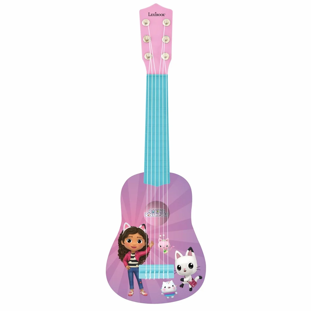 Lexibook, La Casa de Muñecas de Gabby, Mi Primera Guitarra para niños, 6 Cuerdas de Nylon, 53 cm, Guía incluida, Rosa, K200GDH