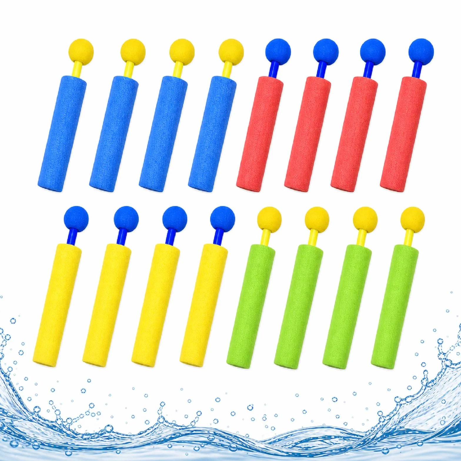Pistolas de Agua de Espuma para Niños, Pack de 16 Mini Juguetes Acuáticos, Juguetes de Piscina para Niños y Niñas, Juguetes de Verano para Playa, Jardín y Fiesta Infantil