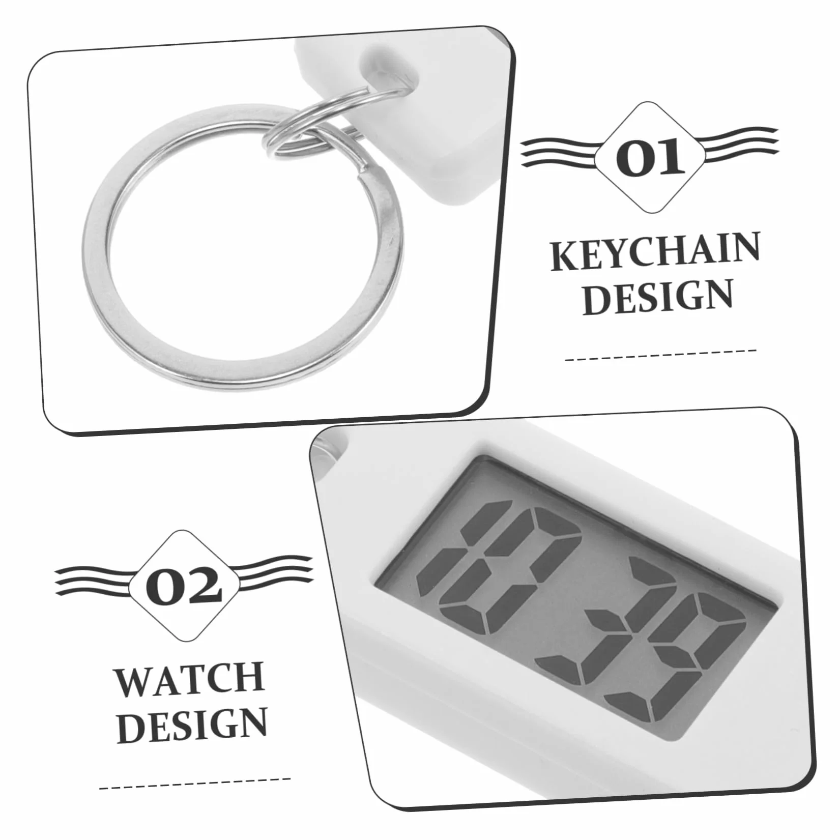 VALICLUD Llavero Reloj Digital de Bolsillo Pequeño Médico Silencioso Colgante ABS