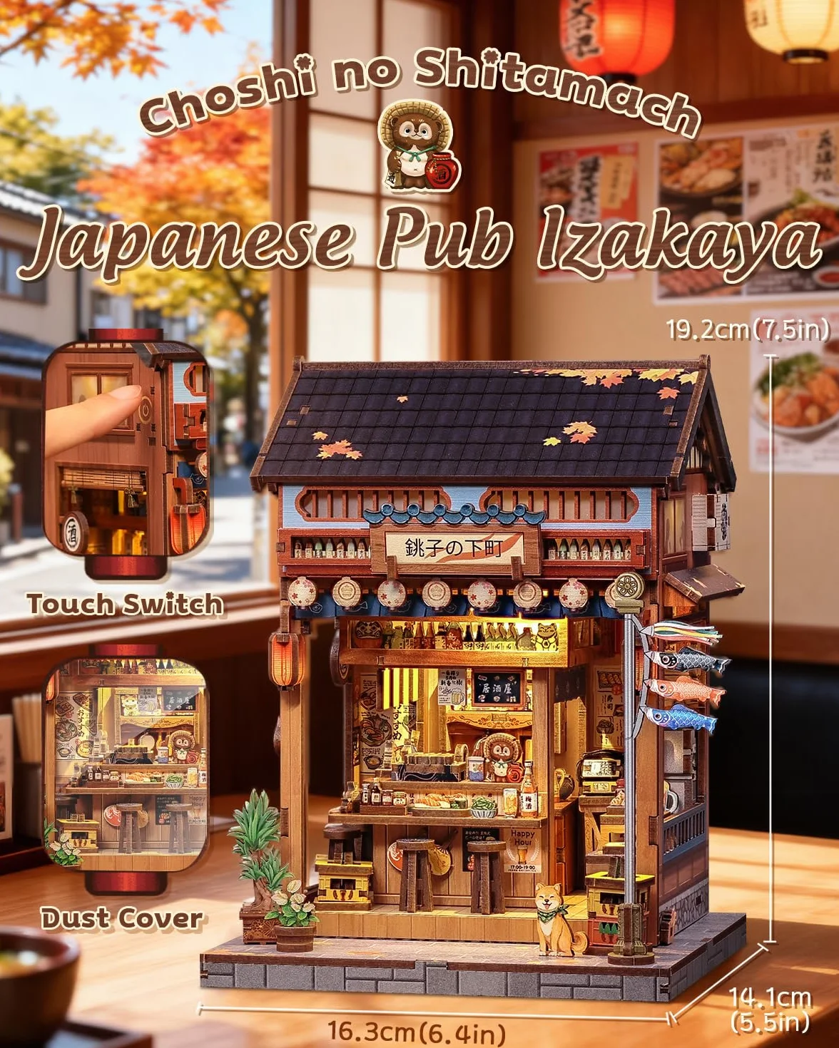 CUTEBEE Book Nook Kit para Adultos - Maqueta 3D Izakaya Japonesa en Miniatura, Casa de Muñecas con Decoración para Estanterías, Puzzle de Madera DIY y Regalo Creativo（Choshi no Shitamachi）