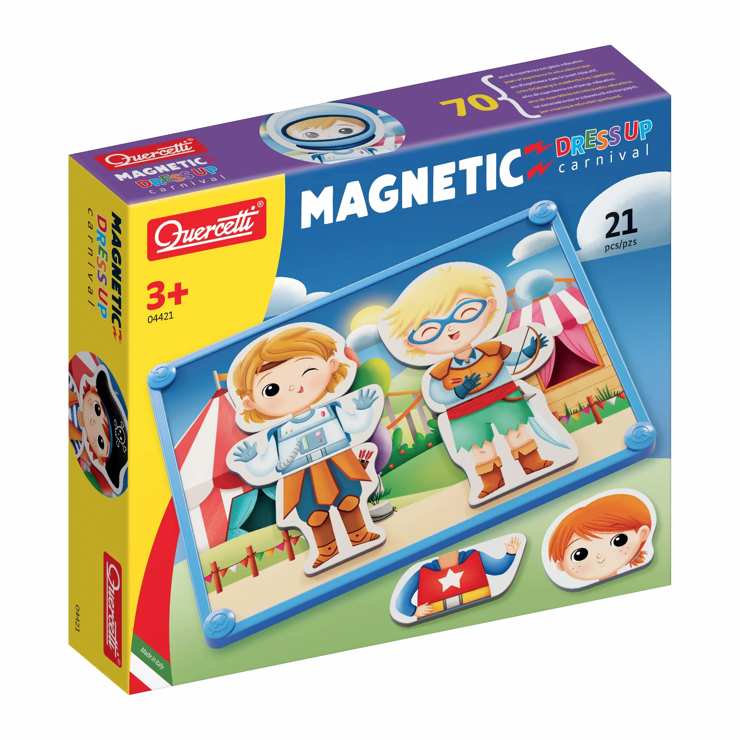 Quercetti - 4421 Magnetic Dress Up - Carnaval, Juguetes magnéticos