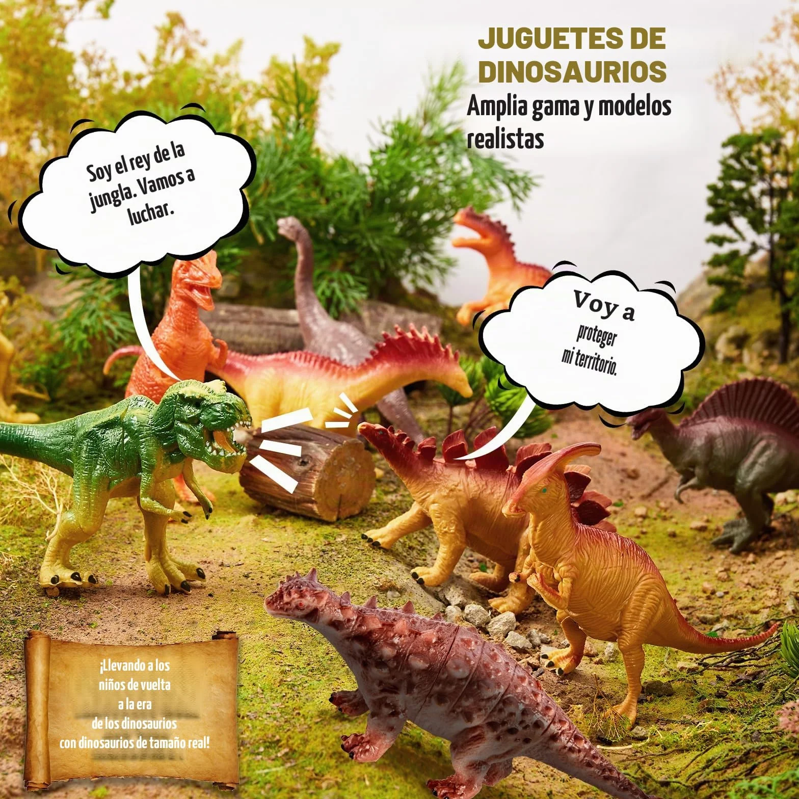 TOEY PLAY Dinosaurios Juguetes Niños 3 Años, 12 Piezas Grandes Figuras Dinosaurios con Tiranosaurio Rex, Educativas Regalo