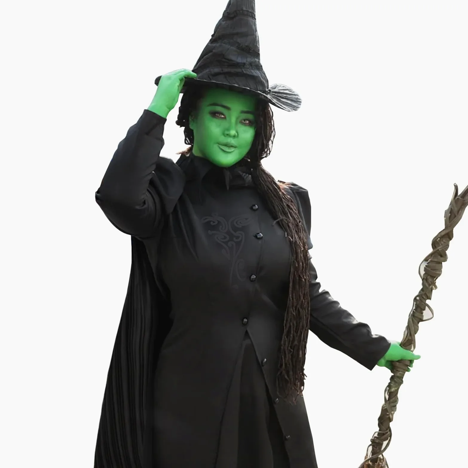 CR ROLECOS Disfraz de bruja para mujer, disfraz de bruja malvada Elphaba, disfraz de Halloween para mujer adulta, disfraz de bruja para Halloween