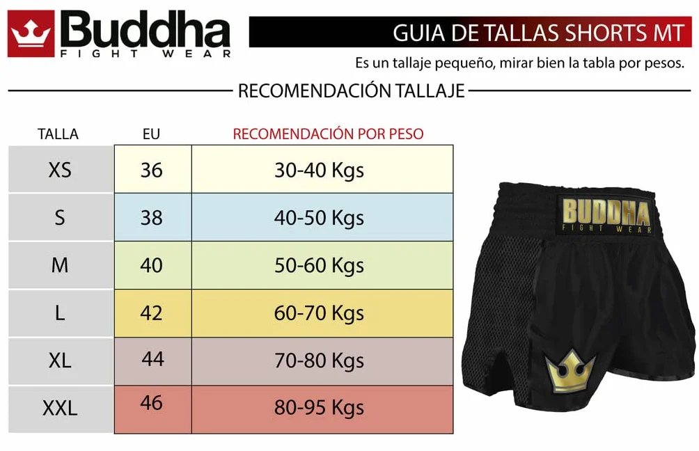 Buddha Fight Wear Short Retro Premium para Kick Boxing Muay Thai K1 Deportes de Contacto