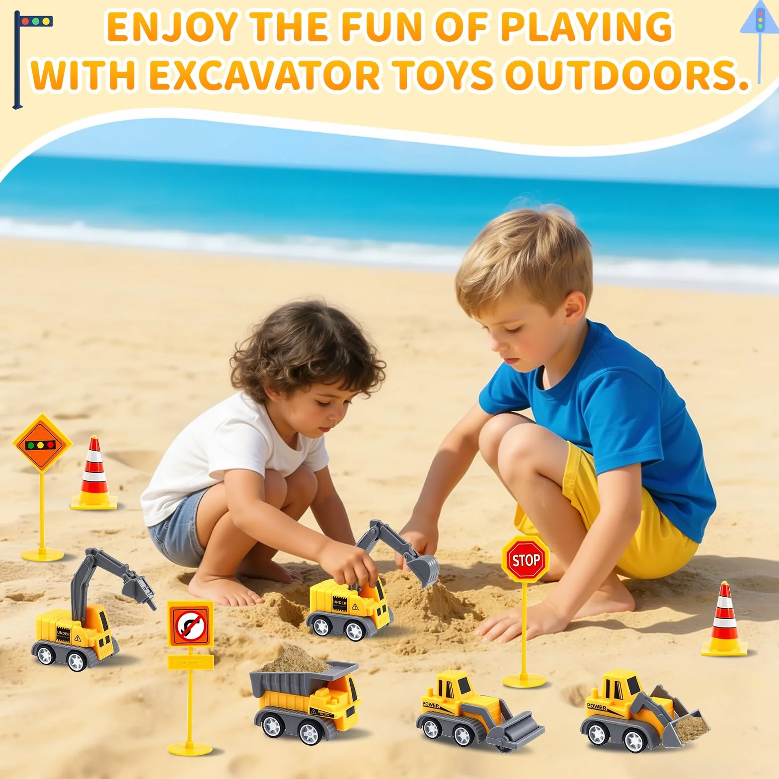 10 Piezas Excavadora Decoración para Tarta, Decoración de Cumpleaños con Excavadoras, Juguetes con Excavadoras para Cumpleaños de Niños y Niñas de 2, 3, 4 y 5 Años