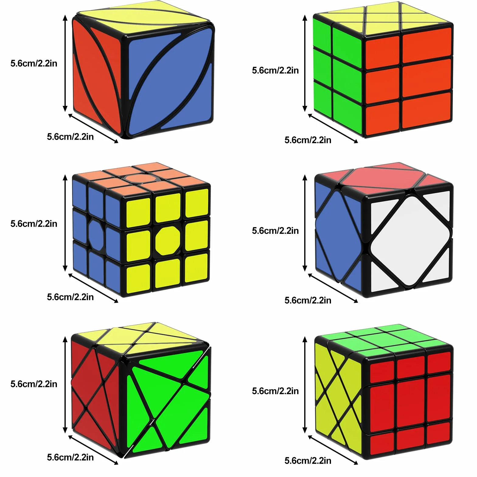 ROXENDA Cubos de Velocidad, [Paquete de 6] Speed Cube Set - Skew Axis Windmill Fisher Ivy 3x3x3 Speed Cube Smooth Magic Cubes Colección de Rompecabezas