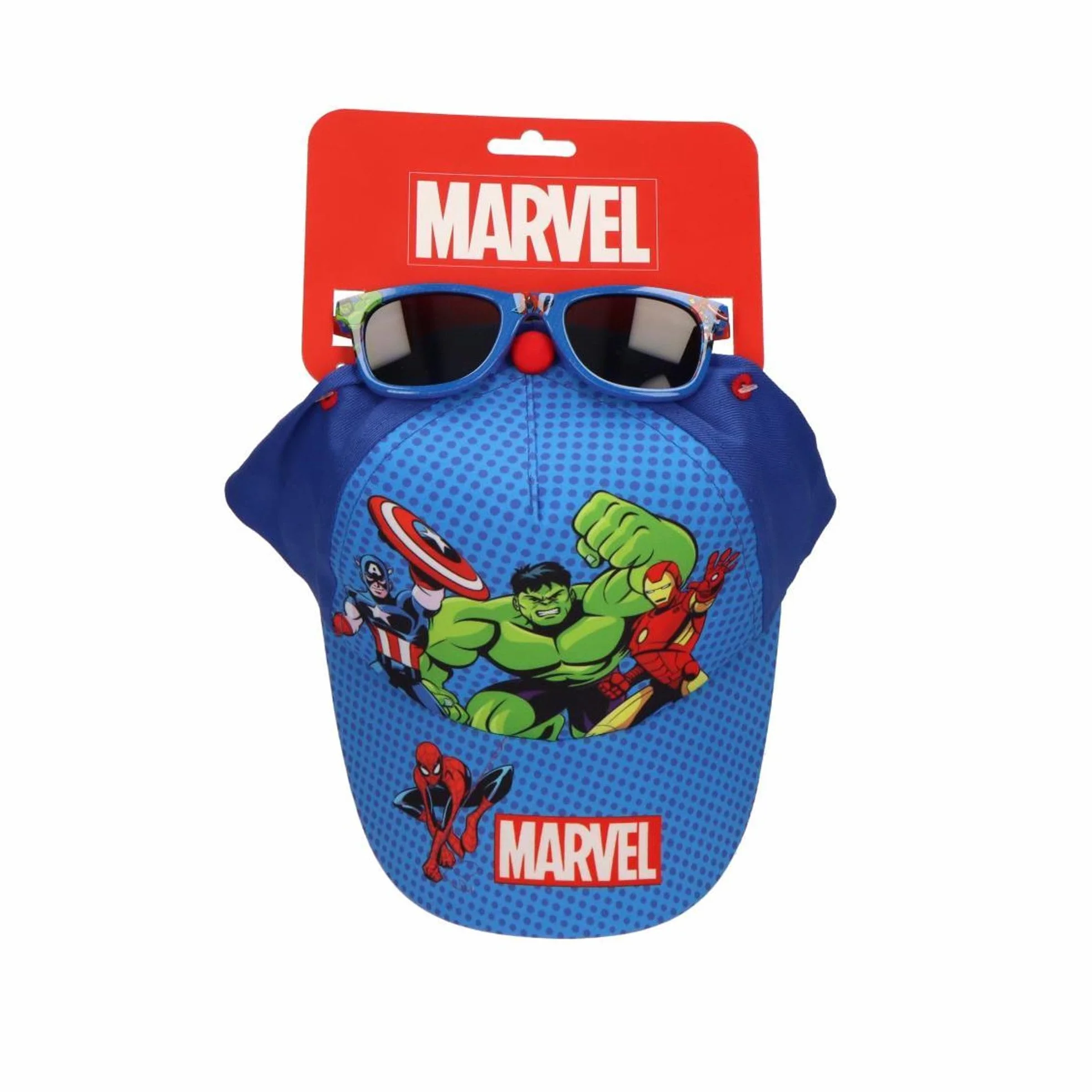 Gorra y Gafas de Sol Marvel Set Niños Original UV400 Protección Solar Avengers