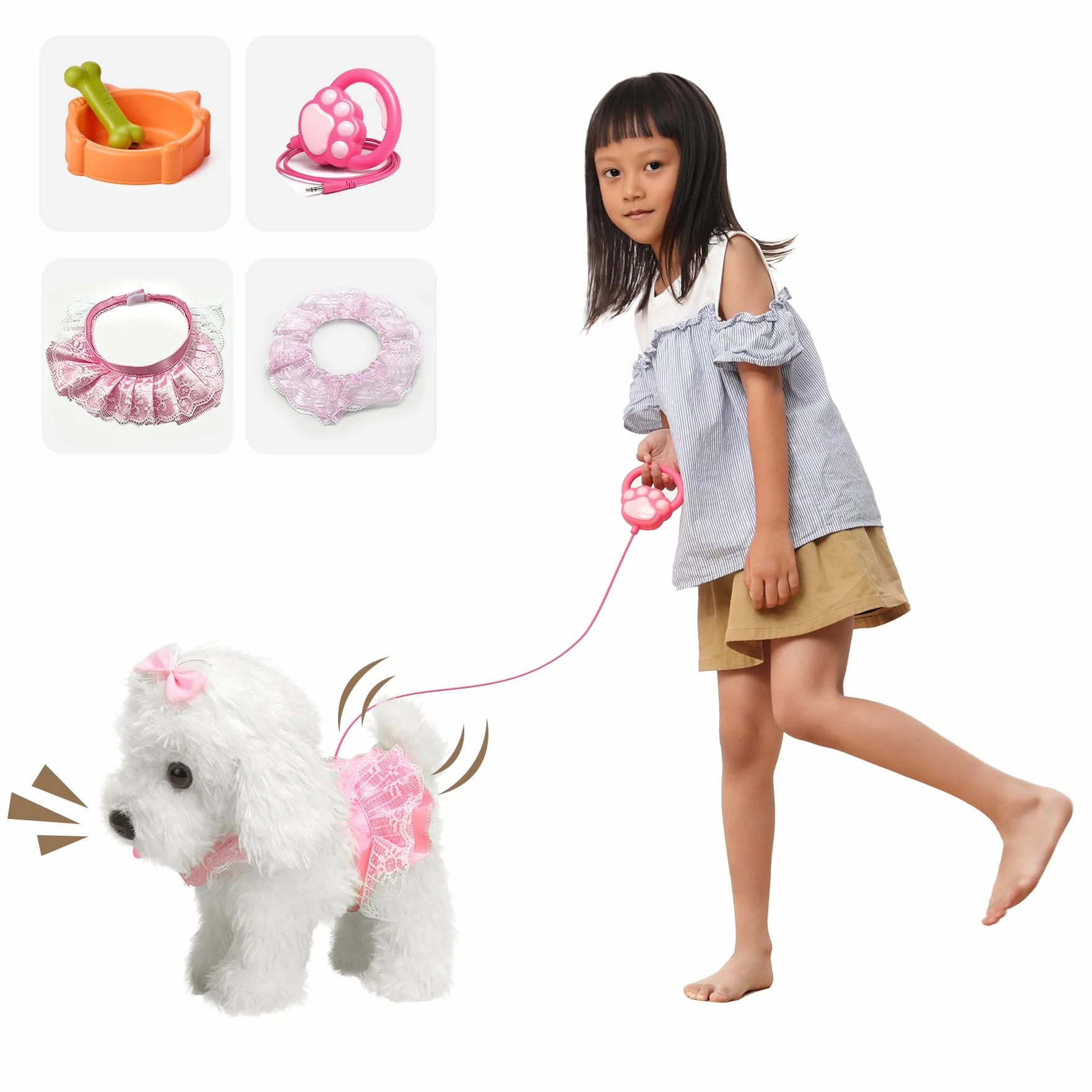 OR OR TU Control Remoto Felpa Electrónica Interactivos Juguete Perro Mascota para Niñas Caminando y Ladrando,Agitar Cola Educación Temprana Regalo de Cumpleaños para Niños 3 4 5 6+ Años