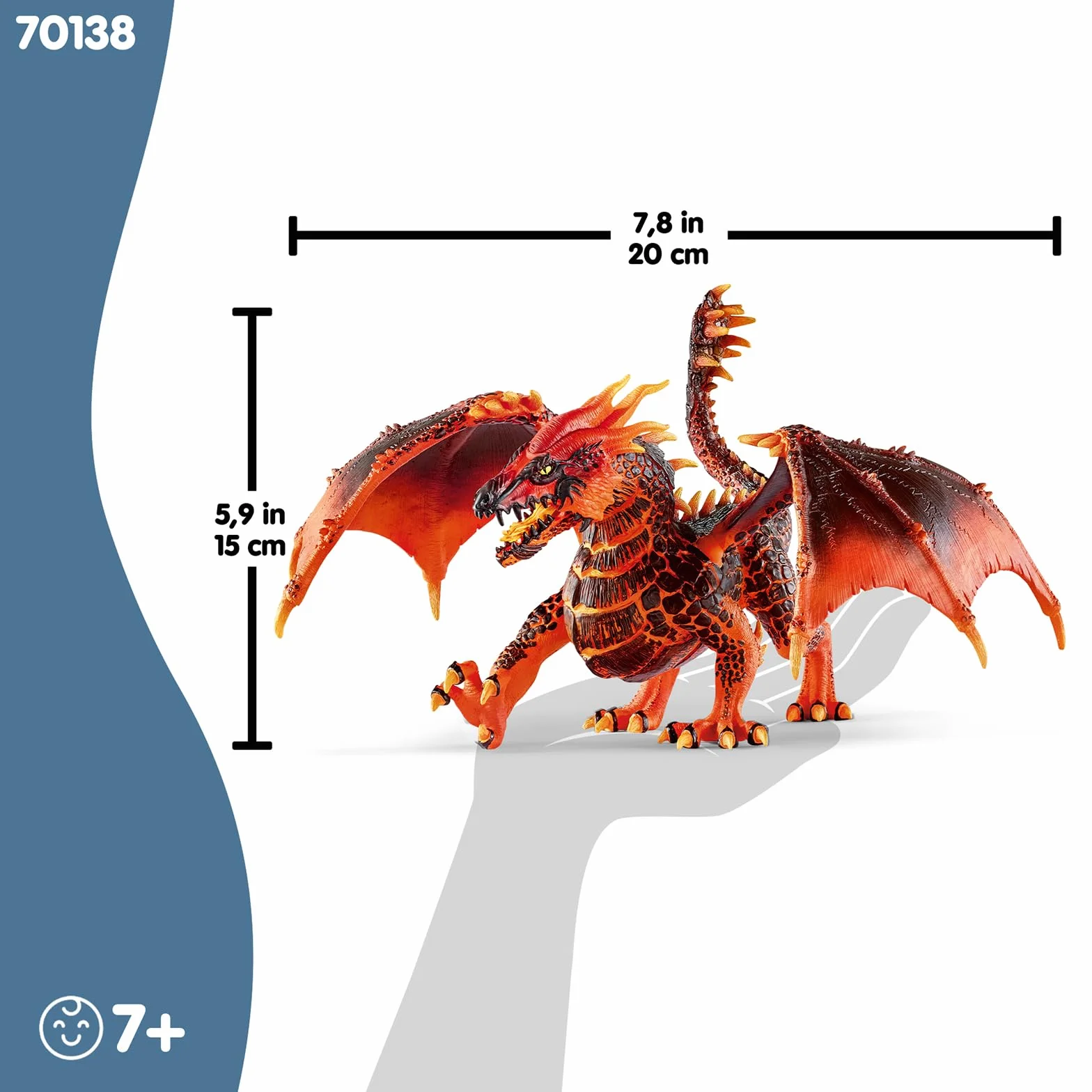 Schleich ELDRADOR Creatures | Dragón de Lava 70138 | Figura de Monstruo ELDRADOR con mandíbula y alas móviles | Juguete de acción para niños y niñas | a Partir de 7 años | 20 x 14 x 15 cm