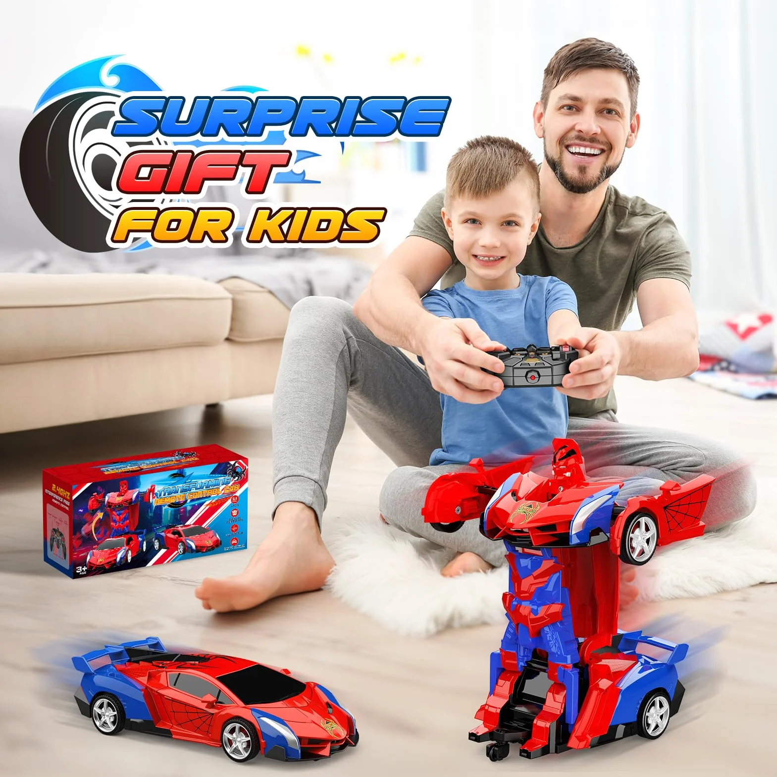 Braxel Coche Teledirigido Niños 3 4 5 6 7 8 Años, 2.4GHz Transforming RC Juguetes Monster Truck Regalo Niño 3-12 Años, Coche RC Robot Regalos para Niños de Pascua 2026
