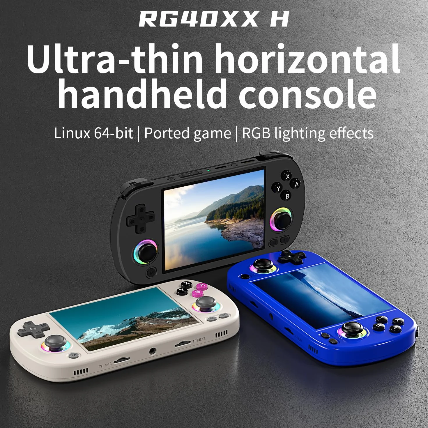 Voacle RG40XX H - Consola de Juegos de Mano Retro, Pantalla IPS de 4.0 Pulgadas, Sistema Linux Integrado 64G TF Tarjeta 5488 Juegos, Compatible con Salida de TV HDMI, 5G, WiFi, Bluetooth 4.2 (Negro)