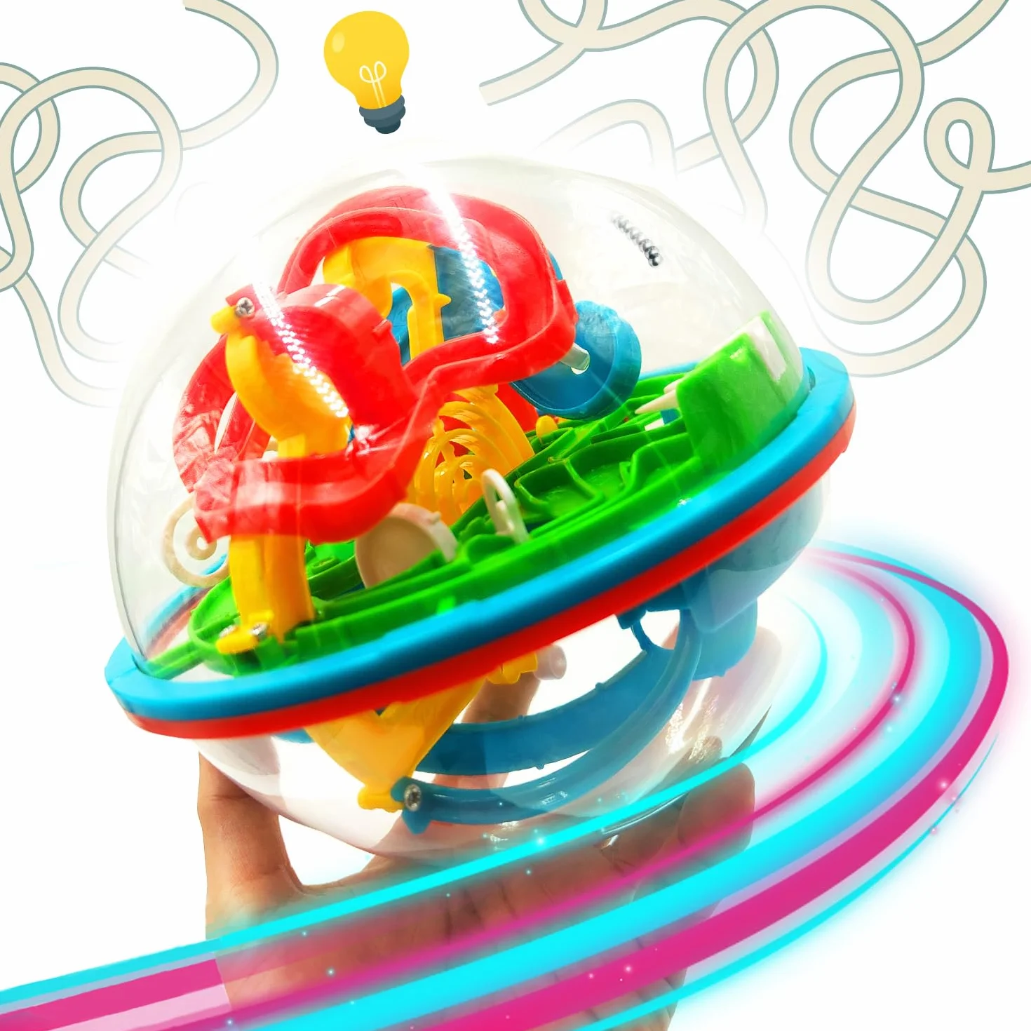 Laberinto de Bolas en 3D con más de 100 etapas, Laberinto de Bolas Rompecabezas para la Paciencia y la destreza, para niños y Adultos a Partir de 6 años, Mad Monkey