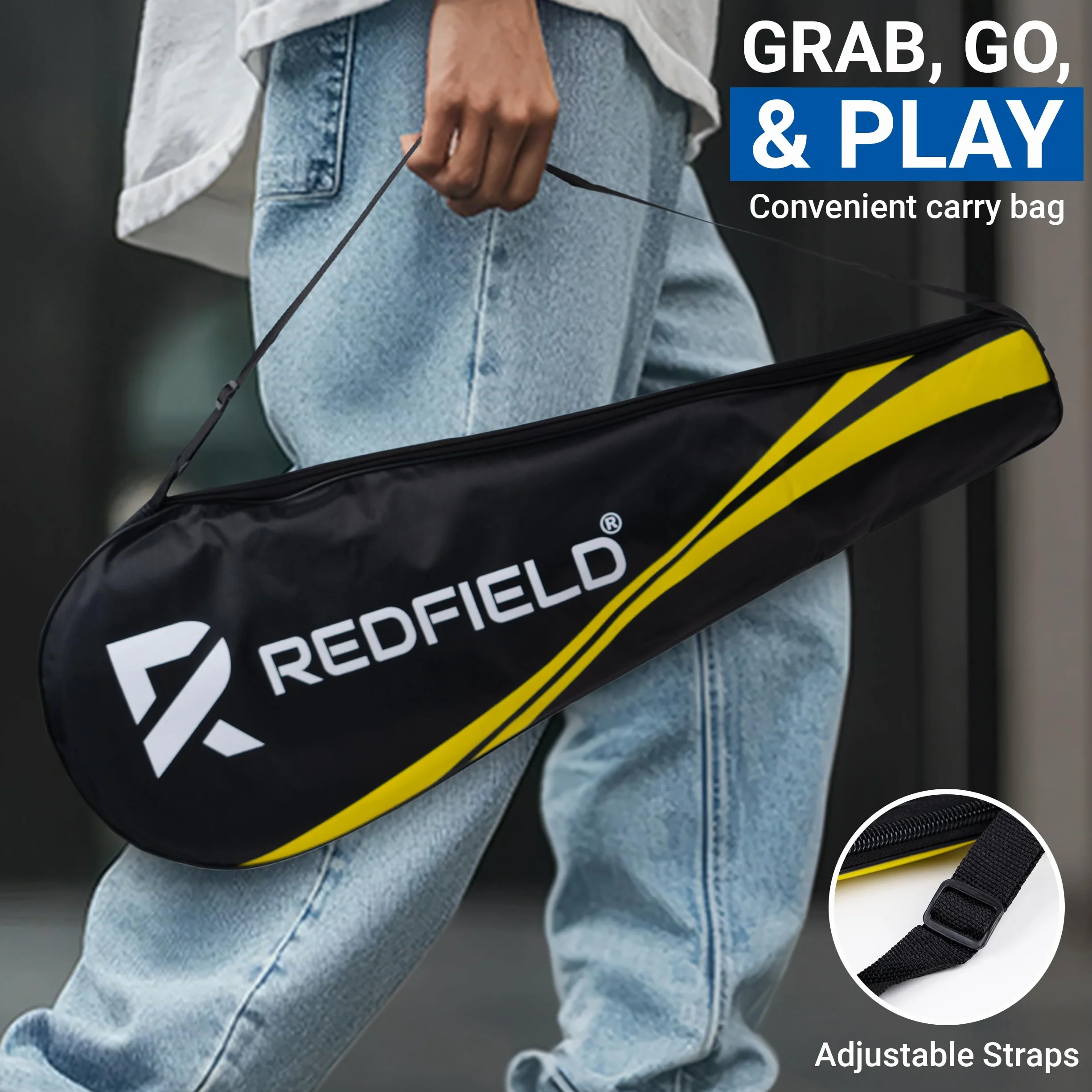 Redfield Set de Bádminton para 2 Jugadores - 2 Raquetas, 2 Pelotas, Bolsa de Transporte