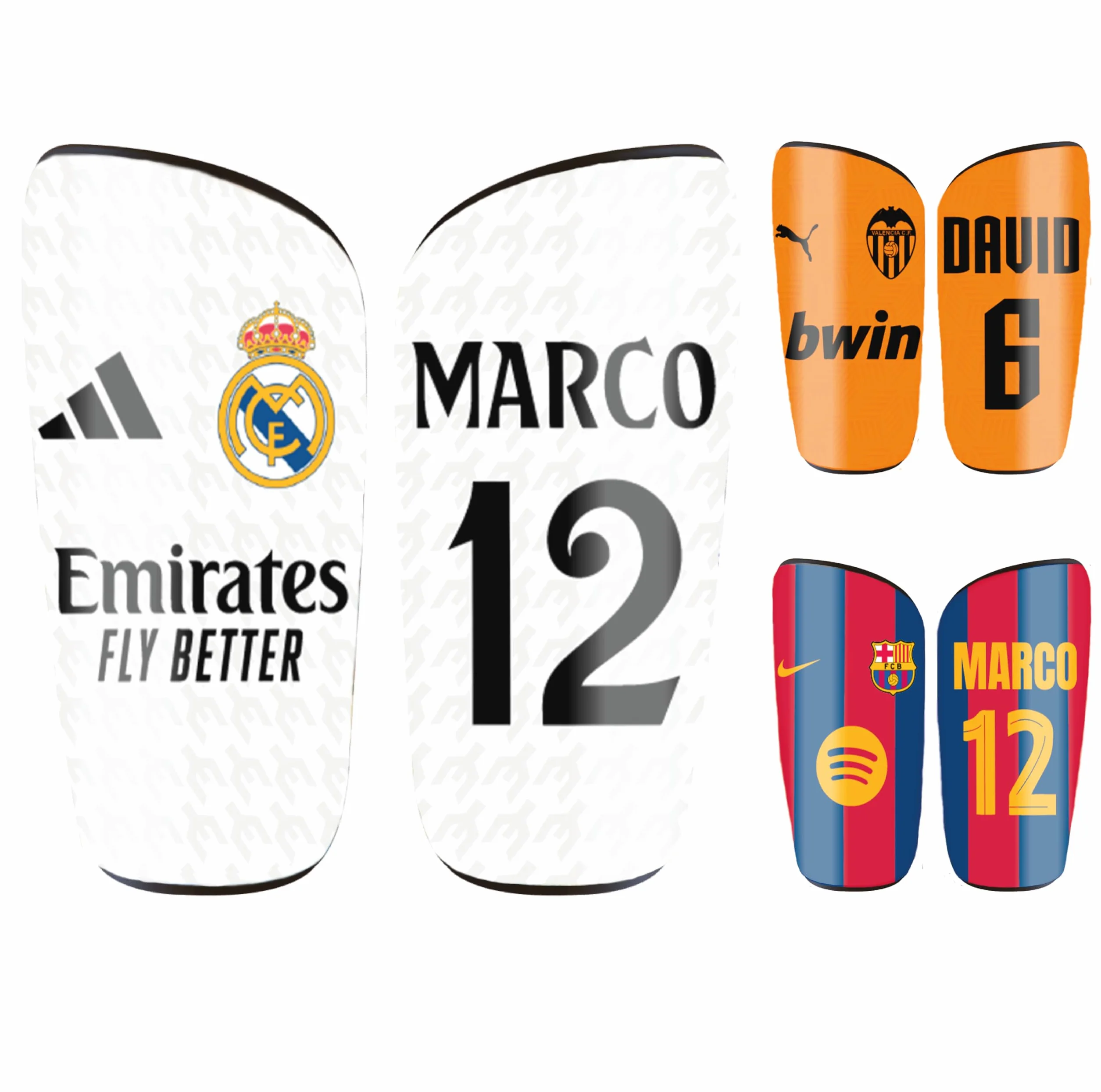 Espinilleras Personalizadas Futbol con Nombre y Dorsal para Niños y Adultos