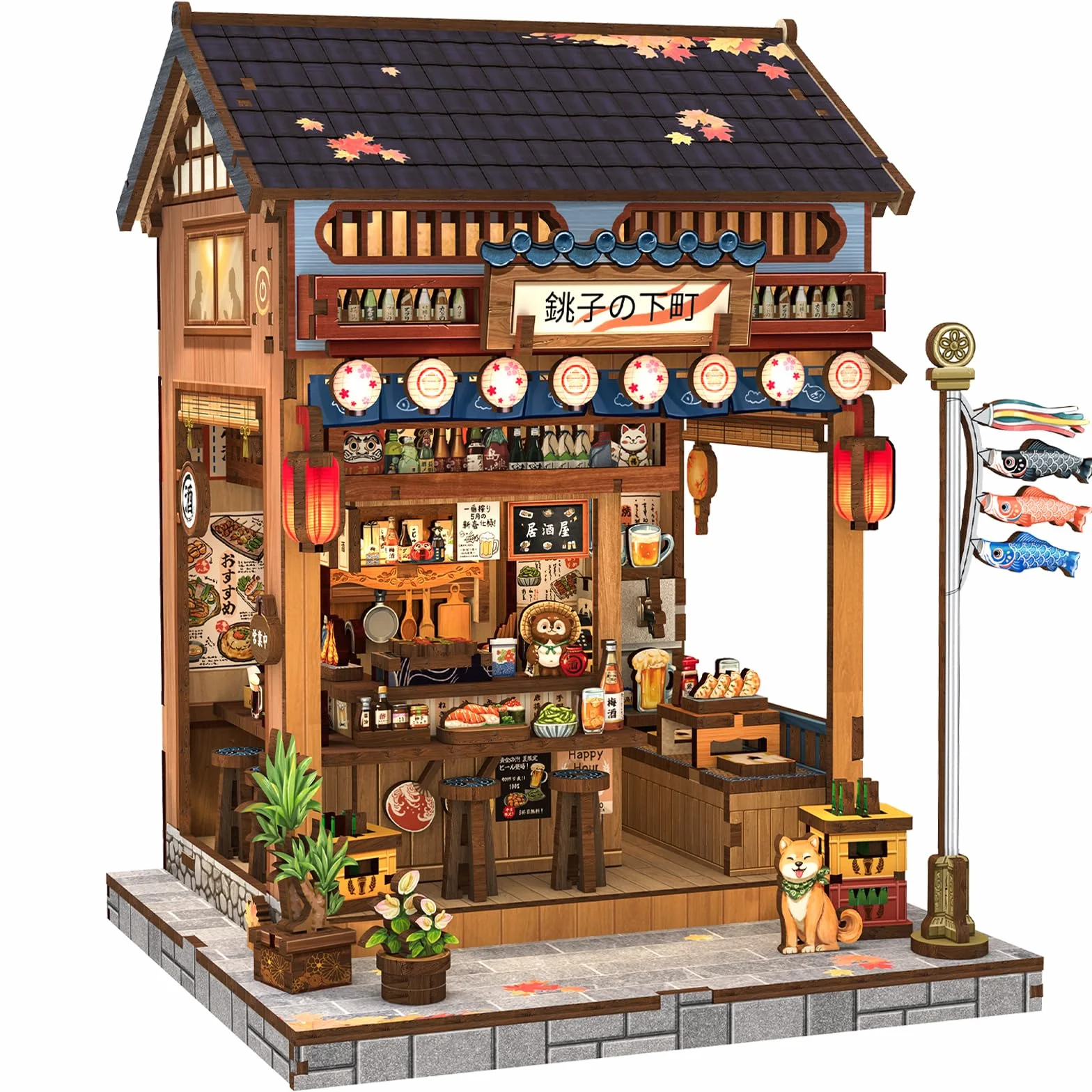 CUTEBEE Book Nook Kit para Adultos - Maqueta 3D Izakaya Japonesa en Miniatura, Casa de Muñecas con Decoración para Estanterías, Puzzle de Madera DIY y Regalo Creativo（Choshi no Shitamachi）