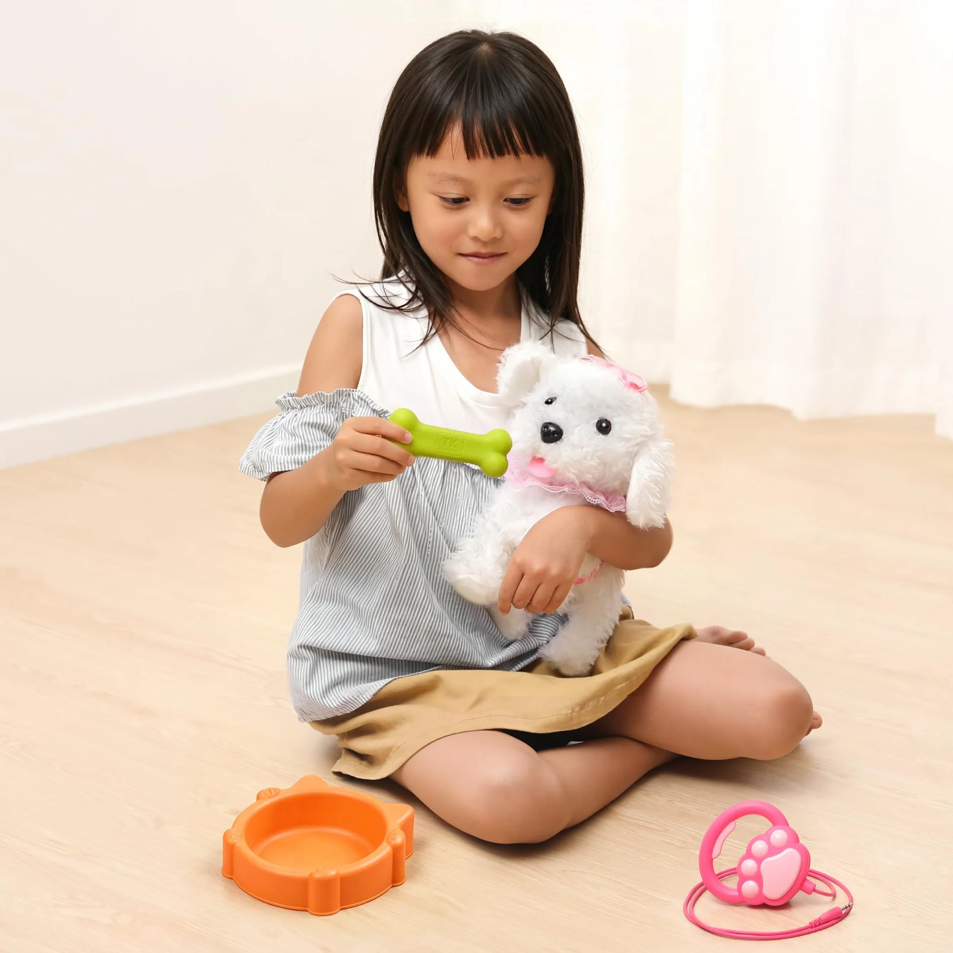 OR OR TU Control Remoto Felpa Electrónica Interactivos Juguete Perro Mascota para Niñas Caminando y Ladrando,Agitar Cola Educación Temprana Regalo de Cumpleaños para Niños 3 4 5 6+ Años