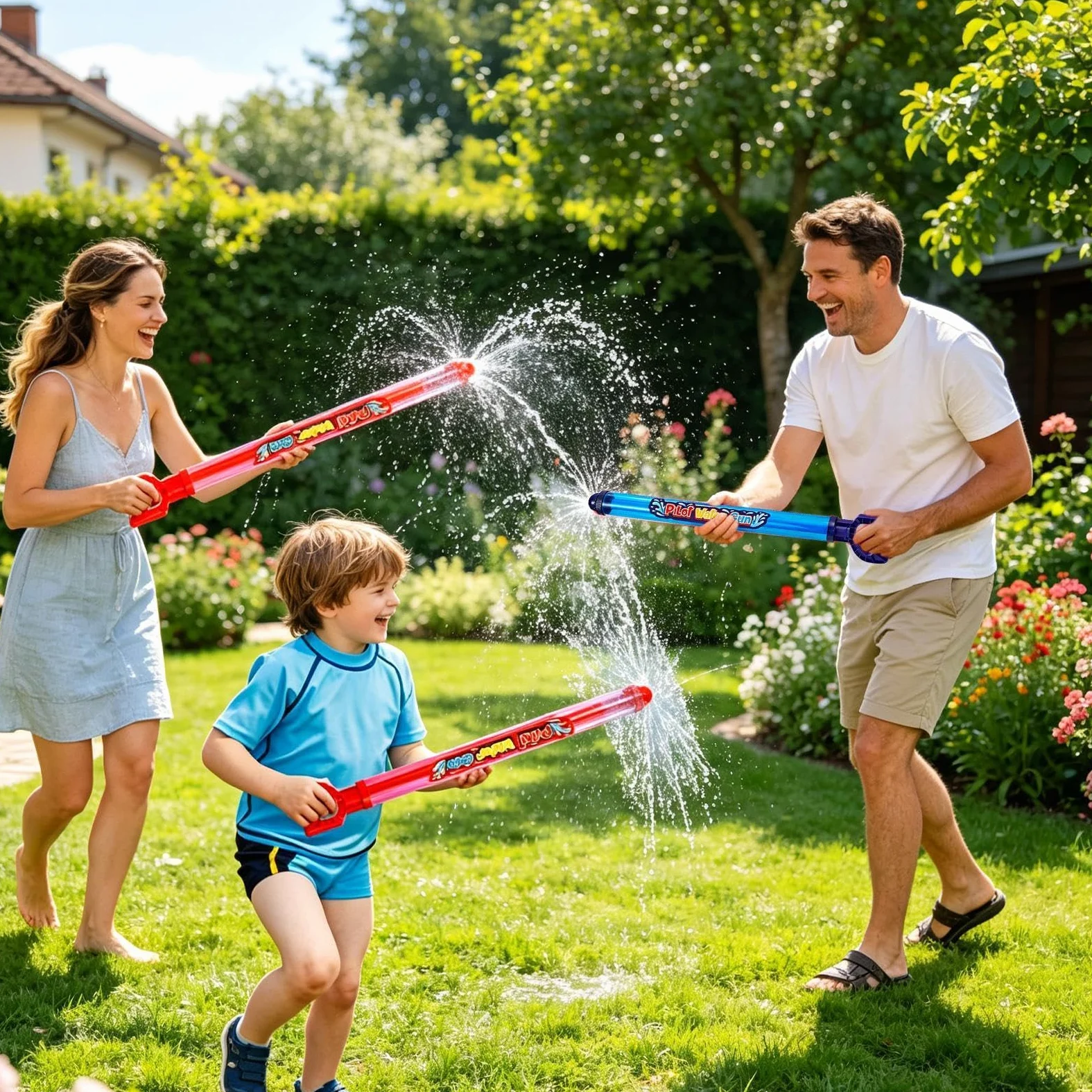 Pistola De Agua 2 Piezas Desplegable Giratorio 360 Grados | Juguetes Acuáticos de Pelea con Rociador Exterior Veraniego Para Chicos Chicas Familia Aire Libre Jardín Parque Patio