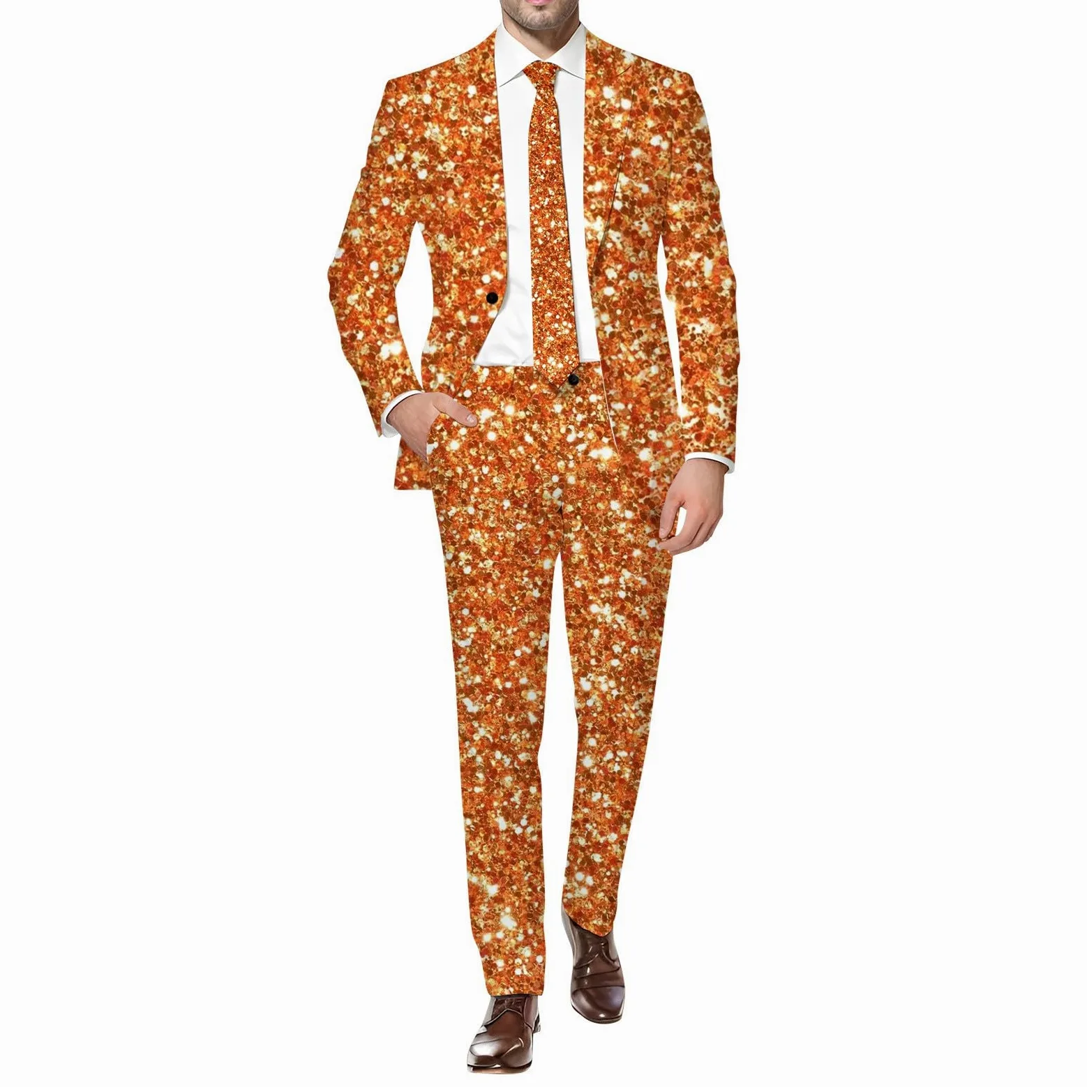 Generisch Disfraz de carnaval para hombre, carnaval 3D, estampado digital, juego de traje ligero de negocios, chaqueta y pantalones